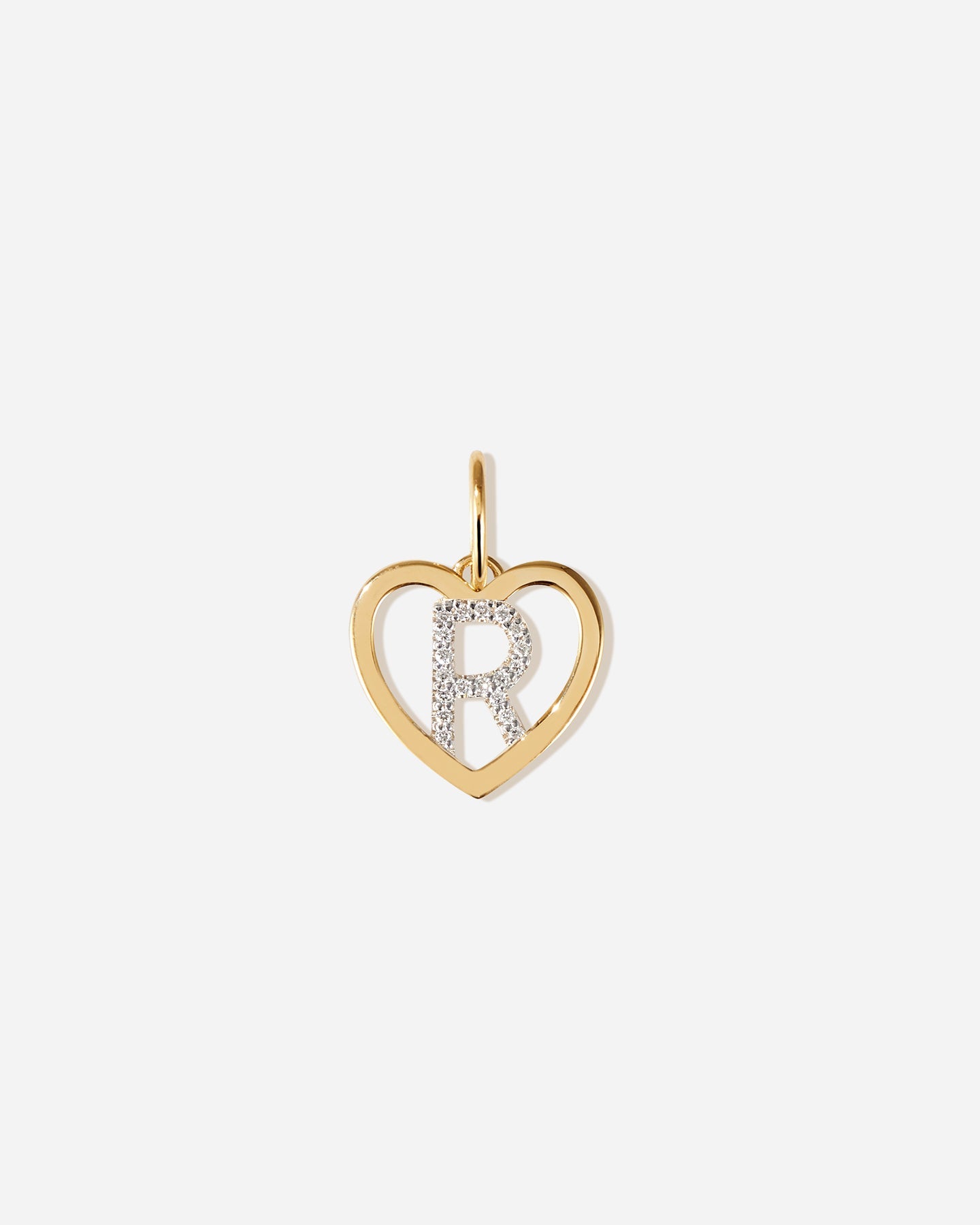 BRUNA The Label Charm R / 14k Massivgold / Laborgezüchtete Diamanten Amour Letter Charm