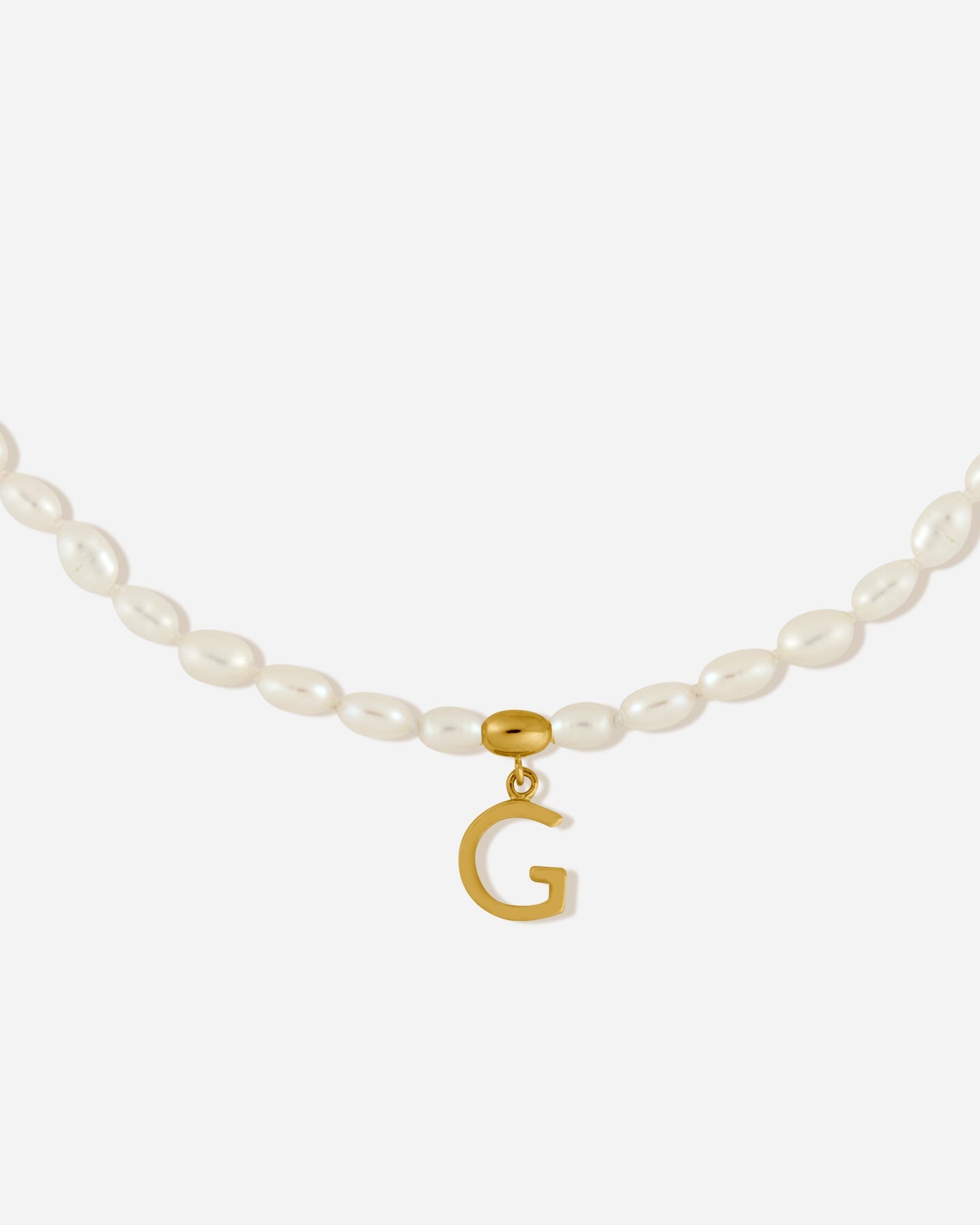 BRUNA The Label Necklace G / 18k Gold Vermeil / Perlen Antibes Letter Choker