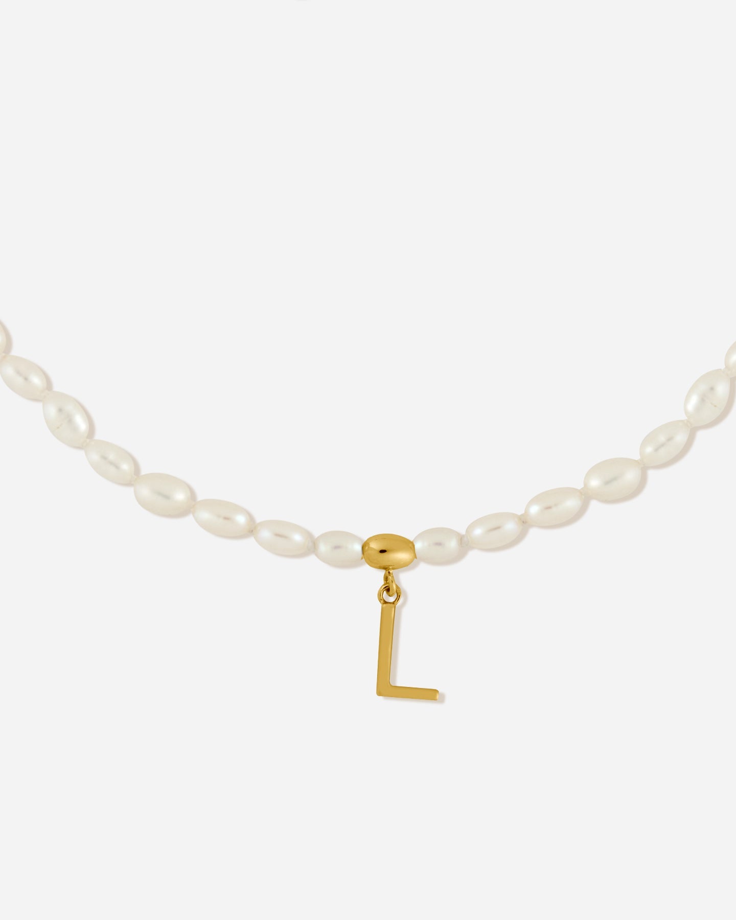 BRUNA The Label Necklace L / 18k Gold Vermeil / Perlen Antibes Letter Choker