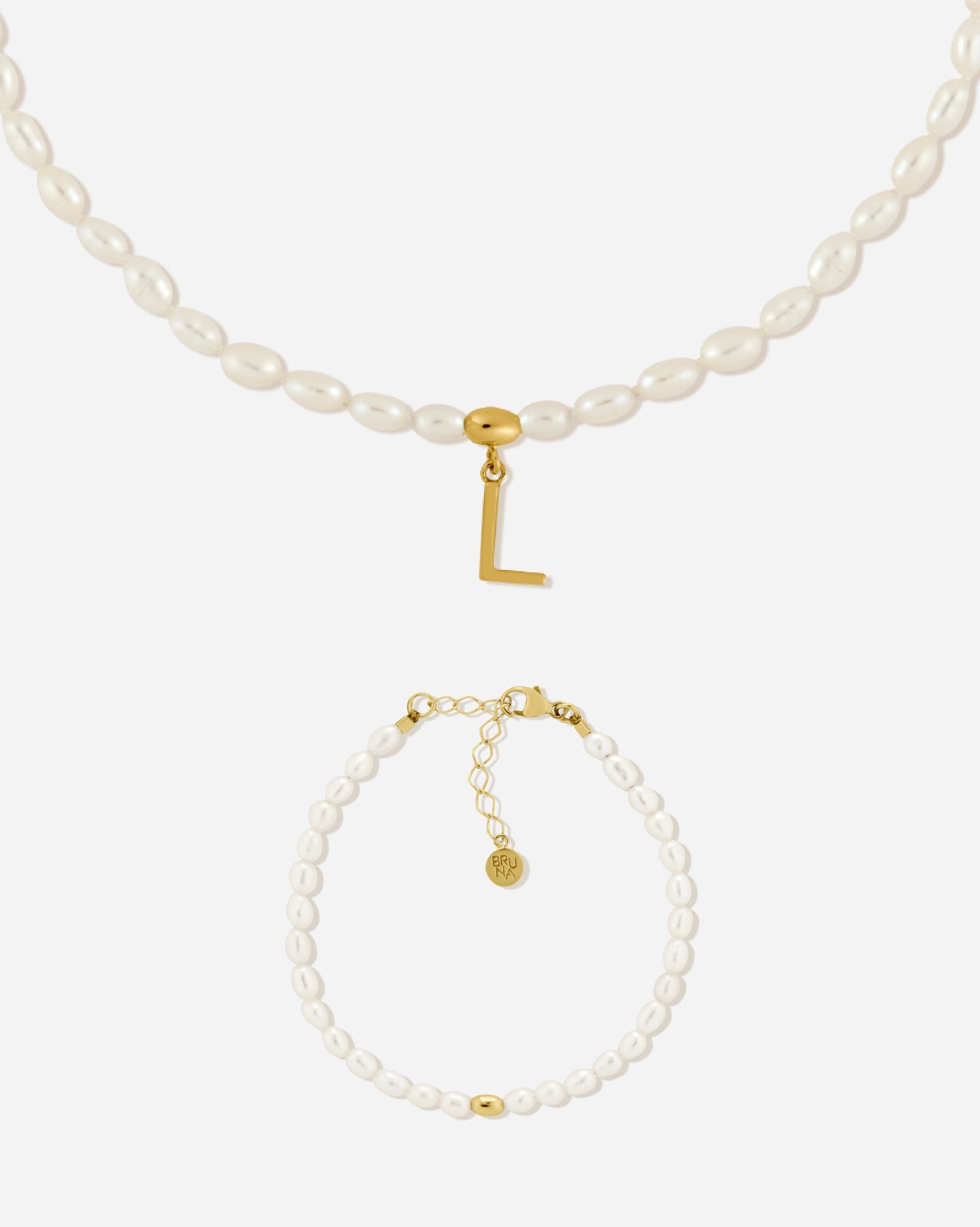 BRUNA The Label Sets L / 18k Gold Vermeil / Perlen Antibes Letter Set