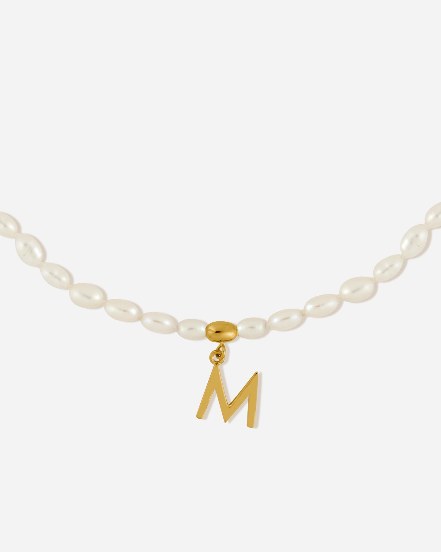 BRUNA The Label Necklace M / 18k Gold Vermeil / Perlen Antibes Letter Choker