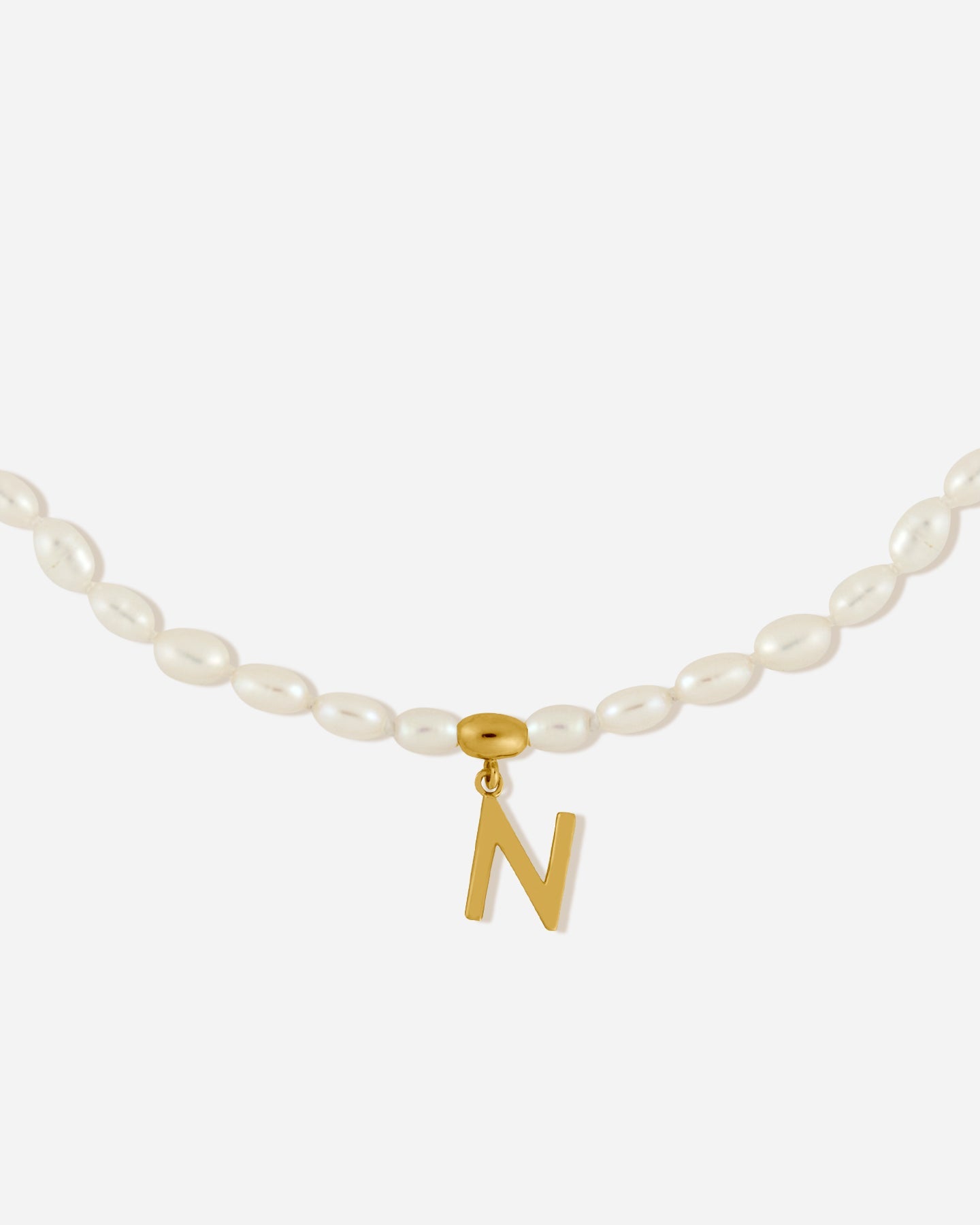 BRUNA The Label Necklace N / 18k Gold Vermeil / Perlen Antibes Letter Choker