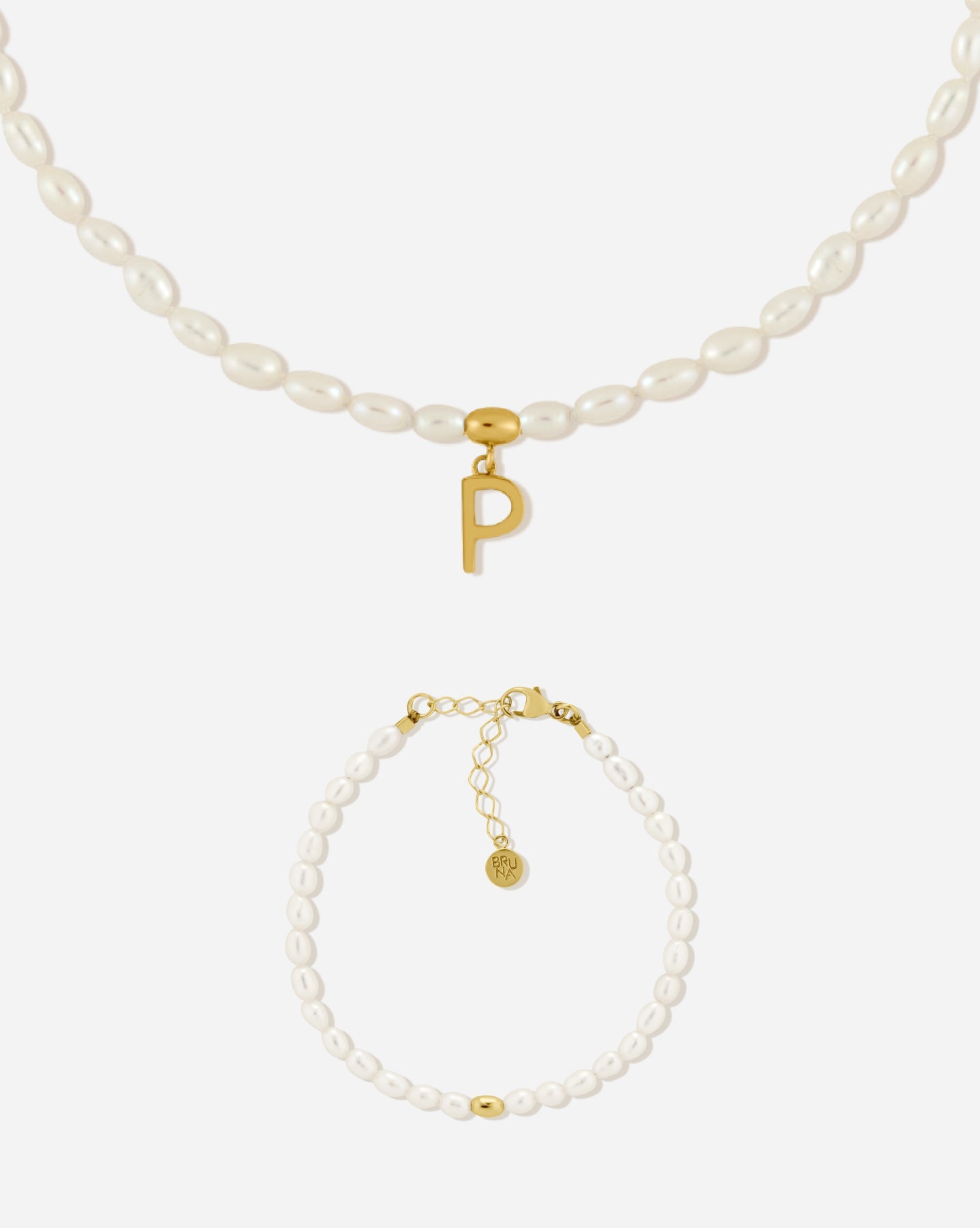 BRUNA The Label Sets P / 18k Gold Vermeil / Perlen Antibes Letter Set