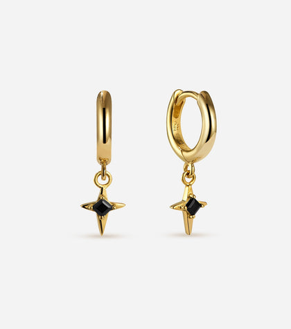 BRUNA The Label Earrings 18k Gold Vermeil / Black Onyx Aurore Onyx Mini Hoops