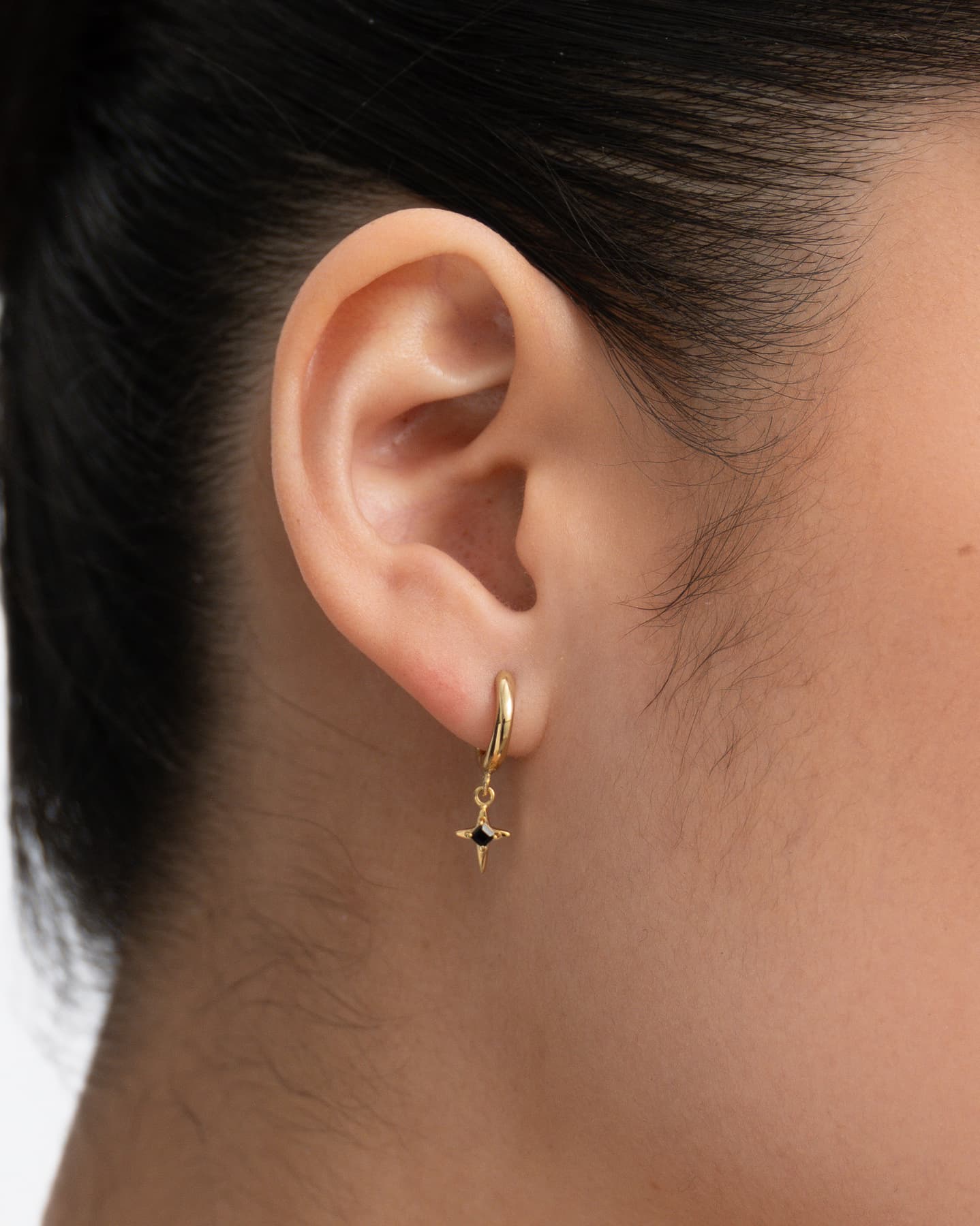 BRUNA The Label Earrings Aurore Onyx Mini Hoops