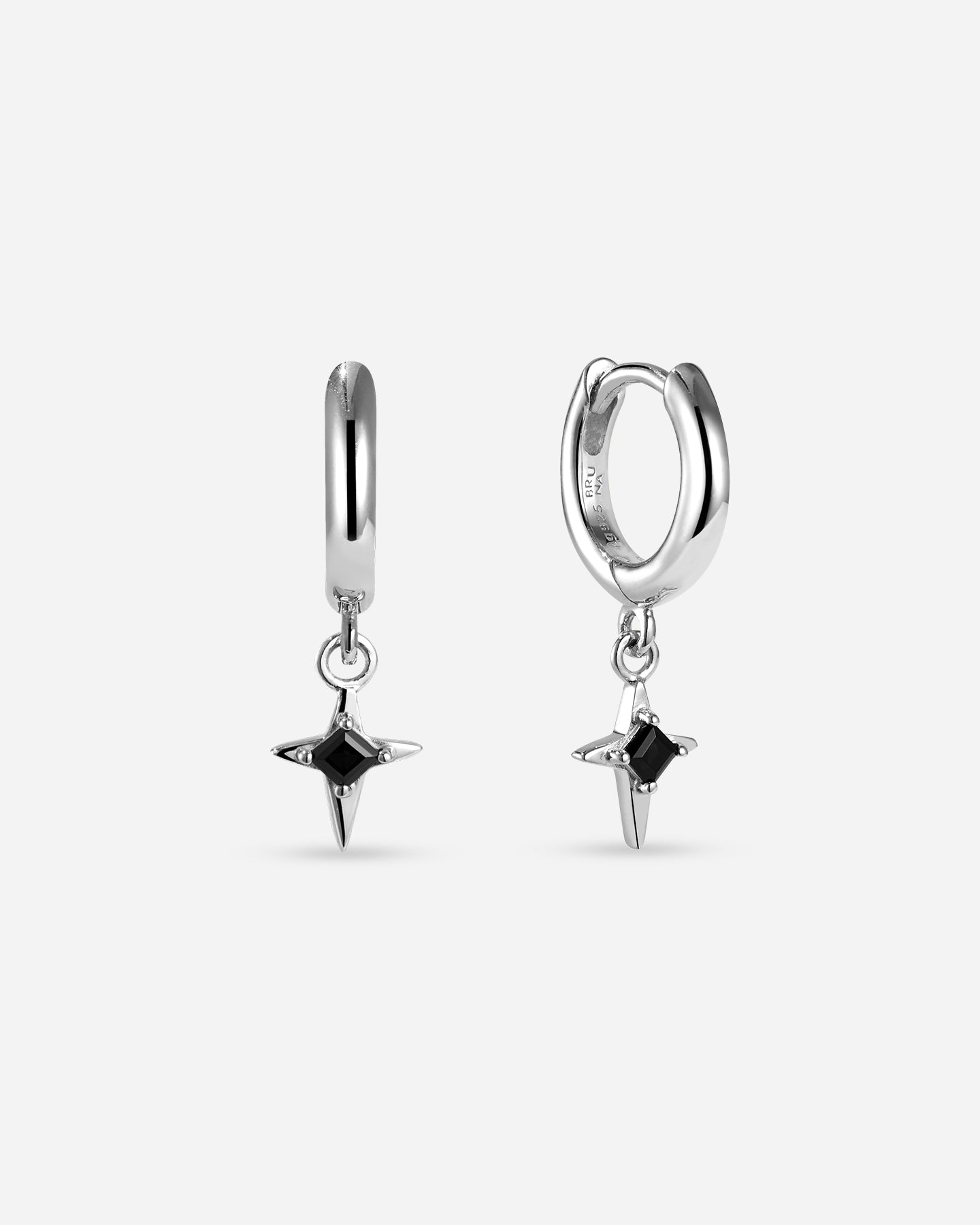 BRUNA The Label Earrings 925 Sterling Silber / Black Onyx Aurore Onyx Mini Hoops