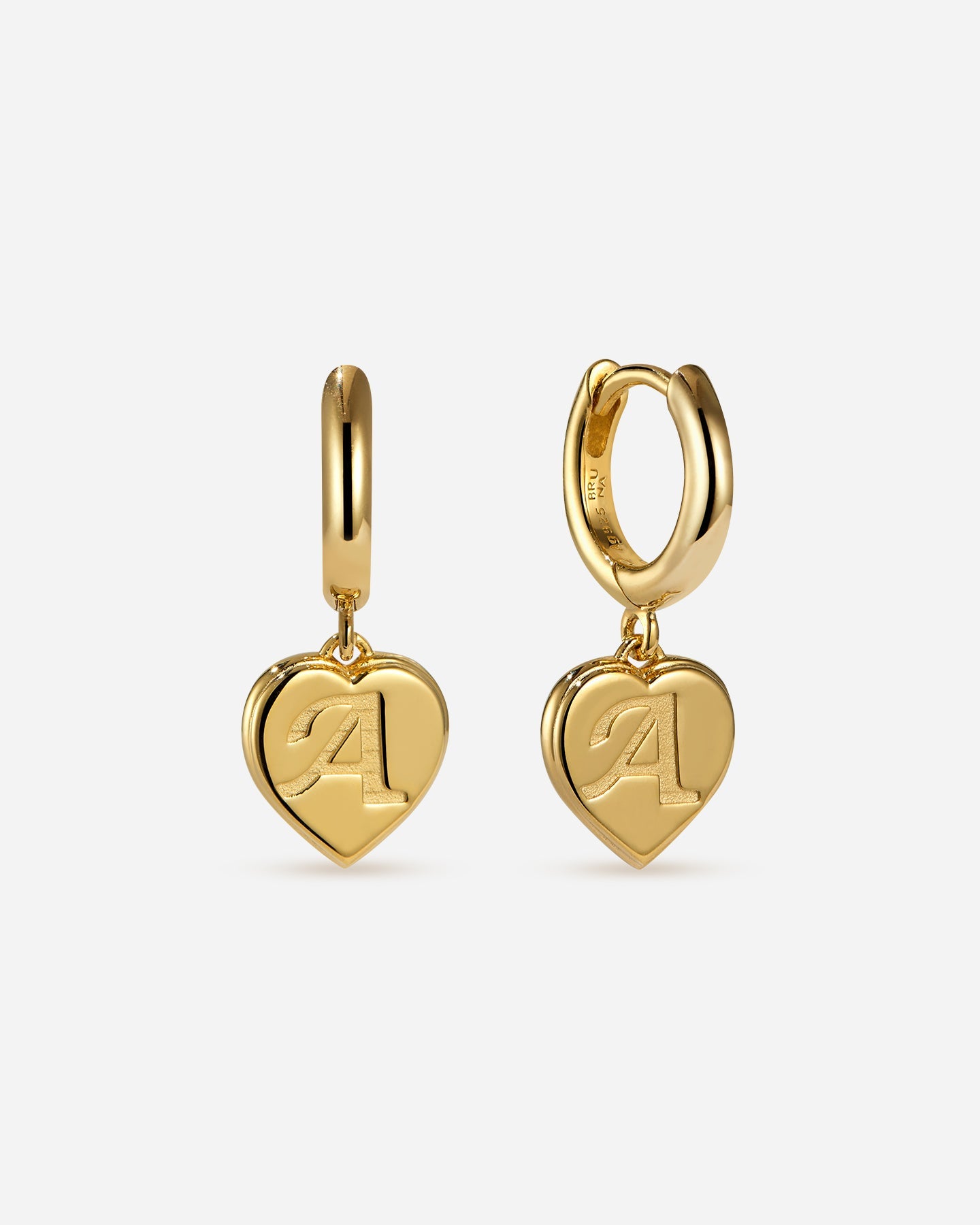 BRUNA The Label Earrings A / 18k Gold Vermeil Bisous Letter Mini Hoops