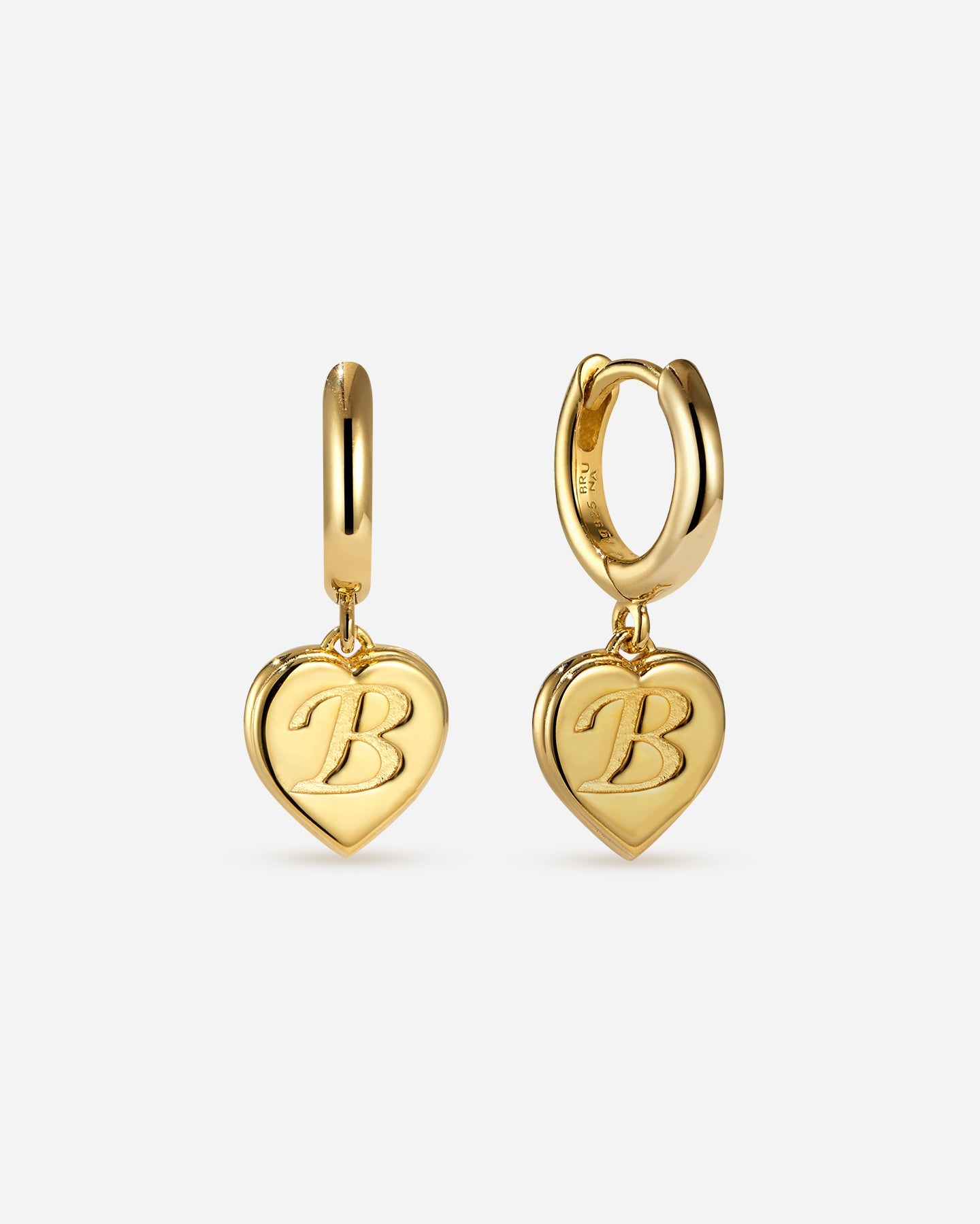 BRUNA The Label Earrings B / 18k Gold Vermeil Bisous Letter Mini Hoops