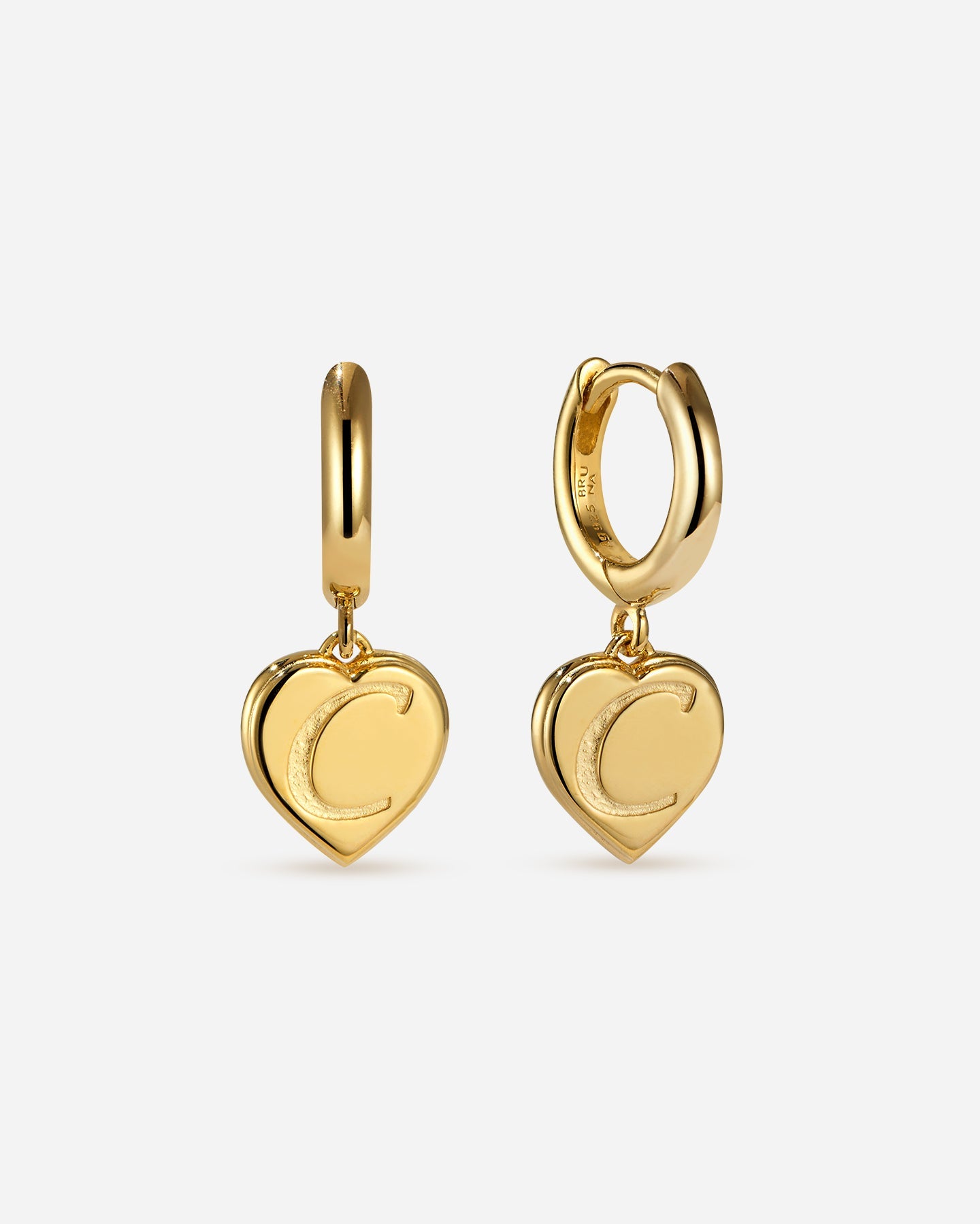 BRUNA The Label Earrings C / 18k Gold Vermeil Bisous Letter Mini Hoops