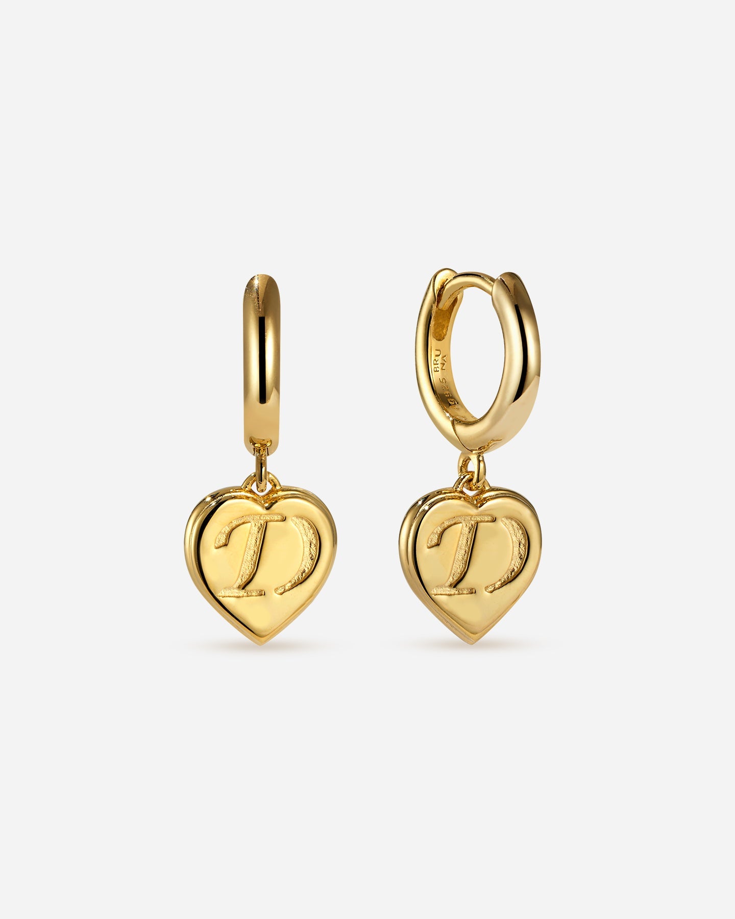 BRUNA The Label Earrings D / 18k Gold Vermeil Bisous Letter Mini Hoops