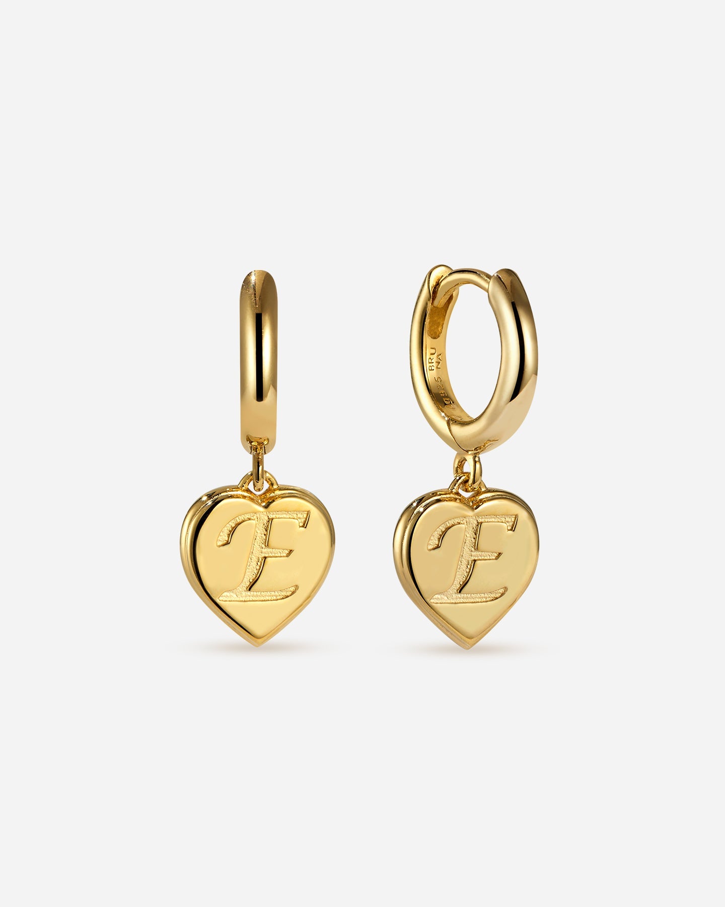 BRUNA The Label Earrings E / 18k Gold Vermeil Bisous Letter Mini Hoops