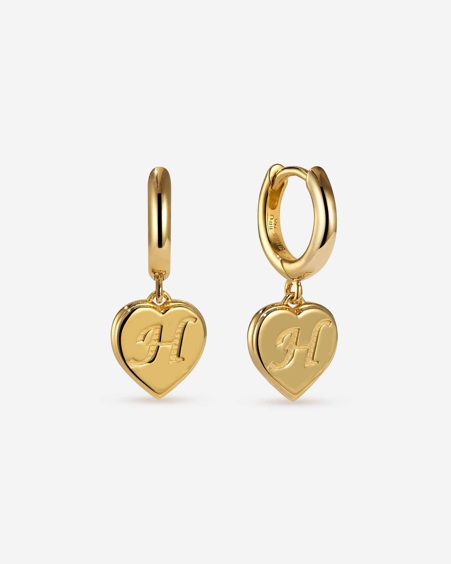 BRUNA The Label Earrings H / 18k Gold Vermeil Bisous Letter Mini Hoops