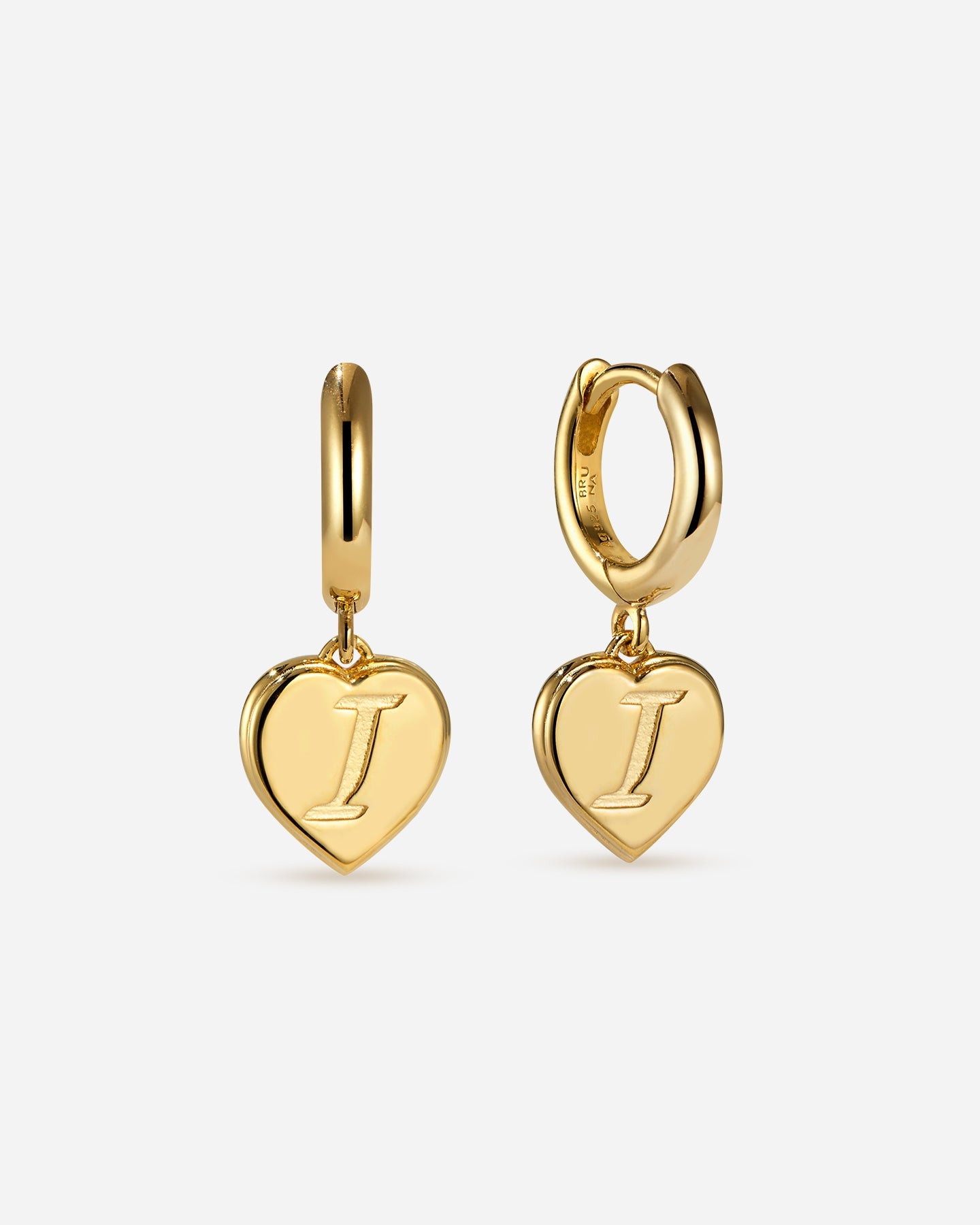 BRUNA The Label Earrings I / 18k Gold Vermeil Bisous Letter Mini Hoops