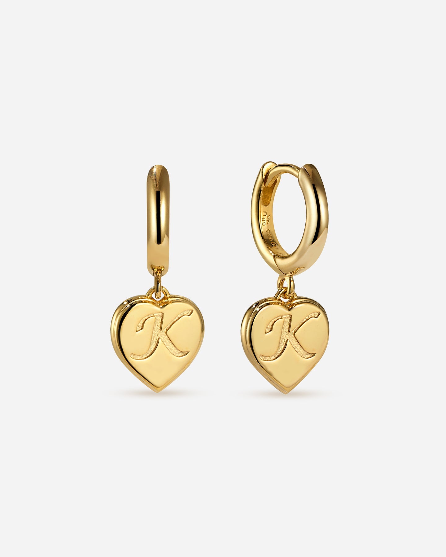 BRUNA The Label Earrings K / 18k Gold Vermeil Bisous Letter Mini Hoops