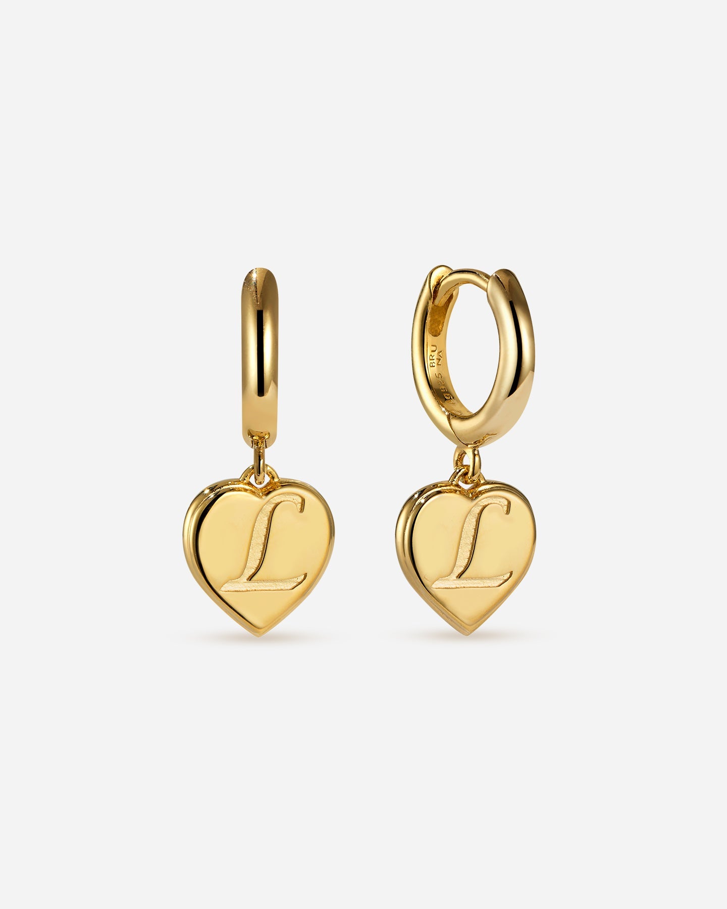 BRUNA The Label Earrings L / 18k Gold Vermeil Bisous Letter Mini Hoops