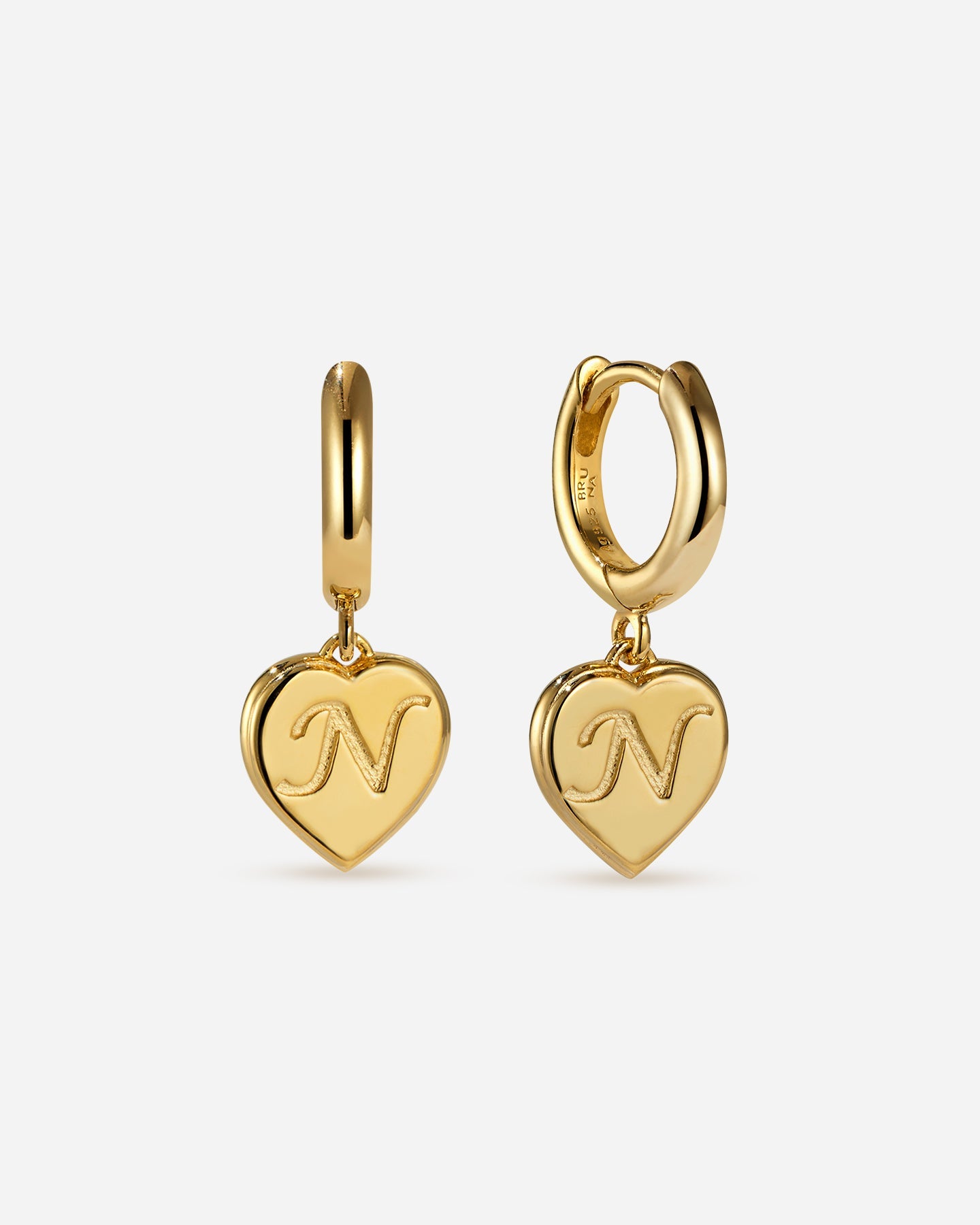 BRUNA The Label Earrings N / 18k Gold Vermeil Bisous Letter Mini Hoops