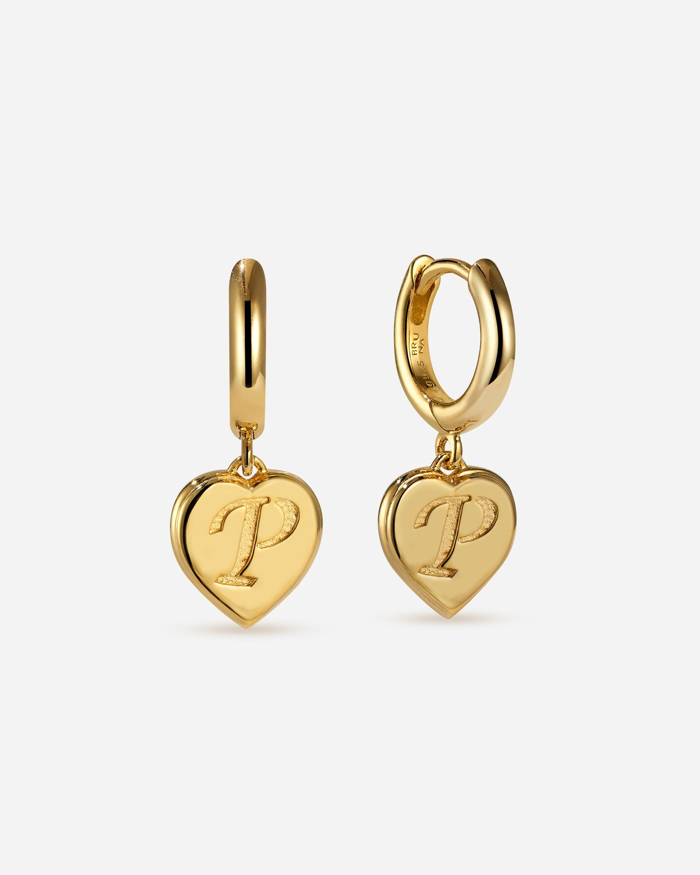 BRUNA The Label Earrings P / 18k Gold Vermeil Bisous Letter Mini Hoops