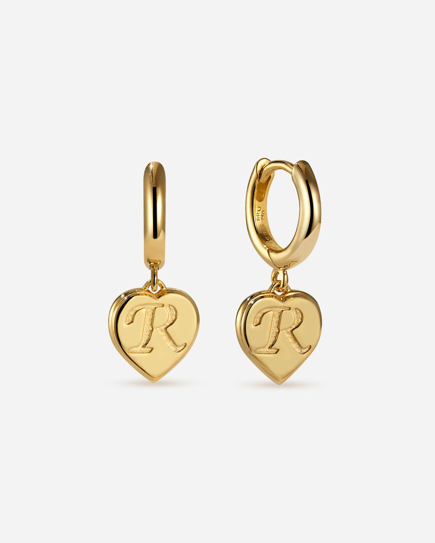 BRUNA The Label Earrings R / 18k Gold Vermeil Bisous Letter Mini Hoops