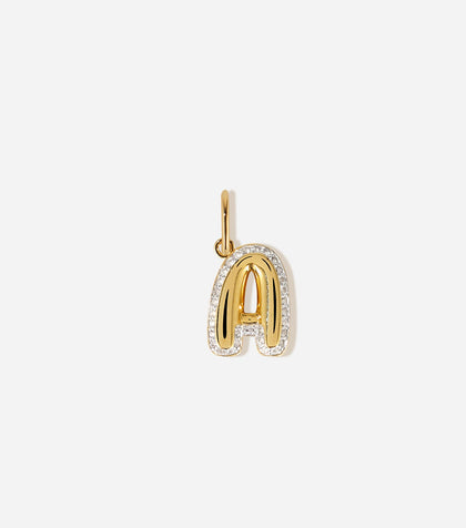 BRUNA The Label Charm A / 18k Gold Vermeil / Topaz Bubble Letter Topaz Charm