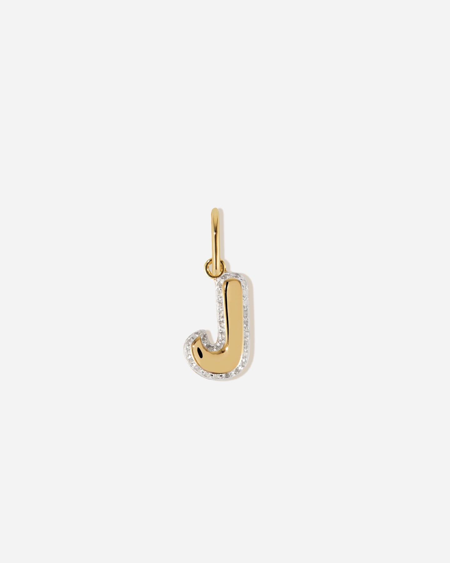 BRUNA The Label Charm J / 18k Gold Vermeil / Topaz Bubble Letter Topaz Charm