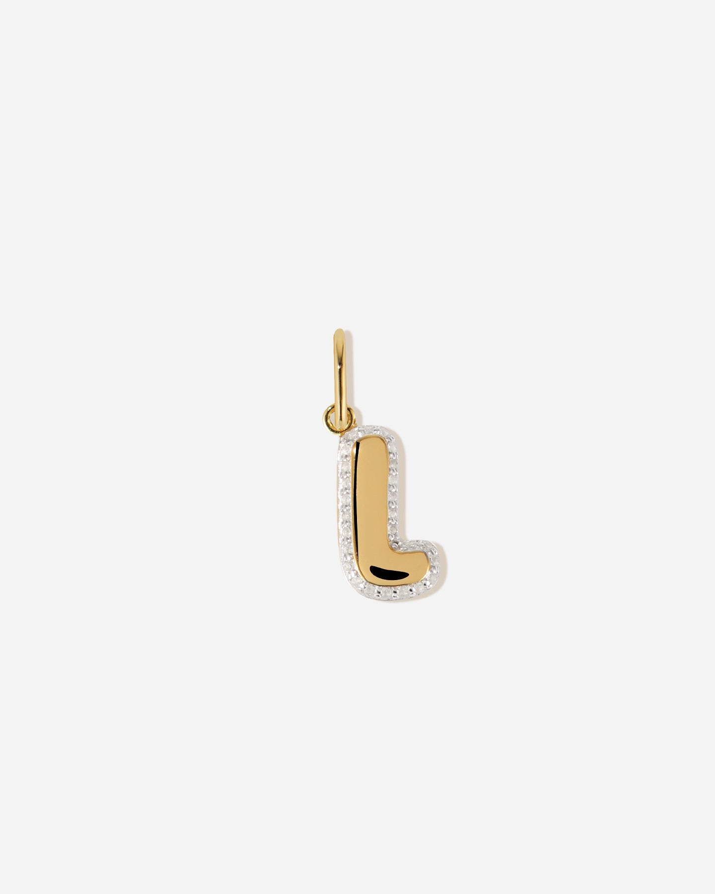 BRUNA The Label Charm L / 18k Gold Vermeil / Topaz Bubble Letter Topaz Charm