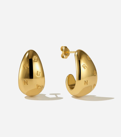 BRUNA The Label Earrings 18k Gold Vermeil Drop Logo Earrings