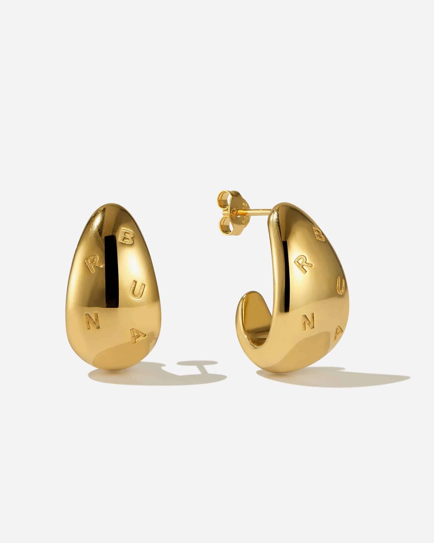 BRUNA The Label Earrings 18k Gold Vermeil Drop Logo Earrings