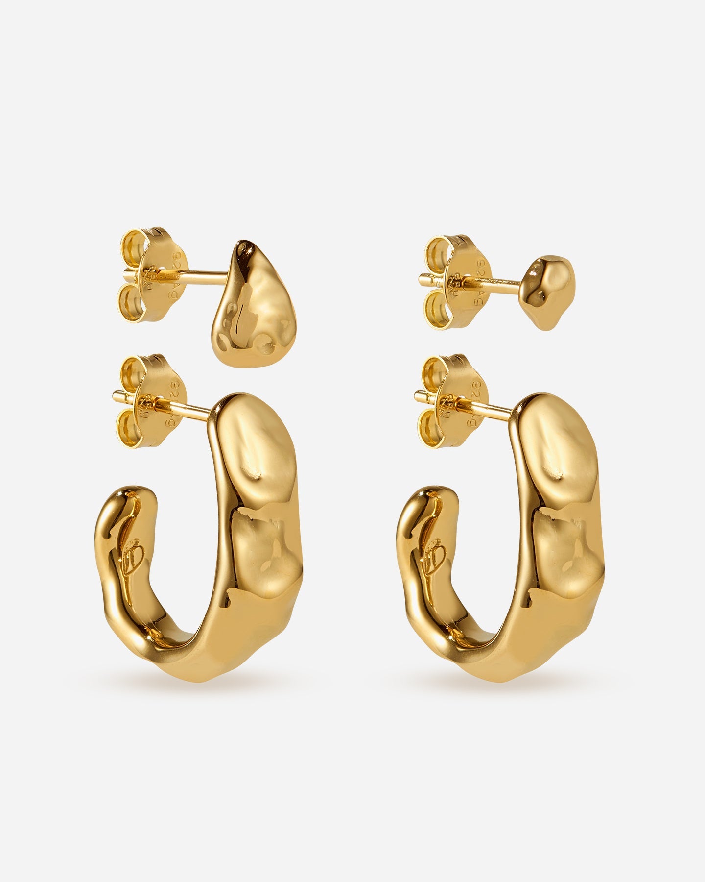 BRUNA The Label Earrings 18k Gold Vermeil Empreinte Earring Set