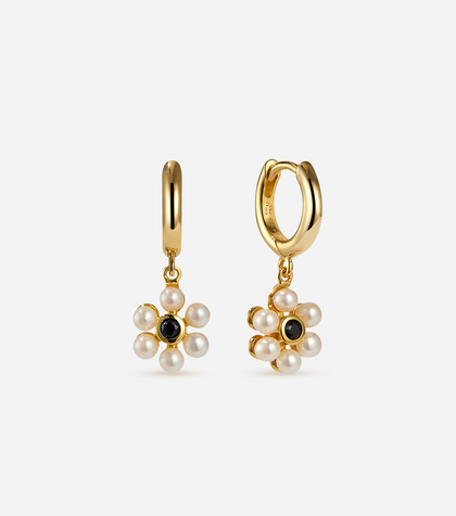 BRUNA The Label Earrings 18k Gold Vermeil / Black Onyx Gironde Onyx Mini Hoops