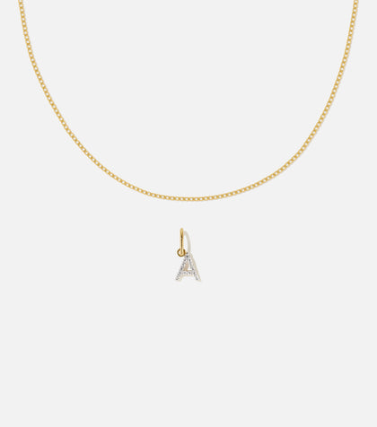 BRUNA The Label Sets A / 14k Massivgold / Laborgezüchtete Diamanten Lab-Grown Diamond Letter and Lyon Necklace Set