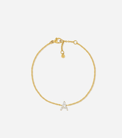 BRUNA The Label Bracelet A / 14k Massivgold / Laborgezüchtete Diamanten Lab-Grown Diamond Letter Bracelet