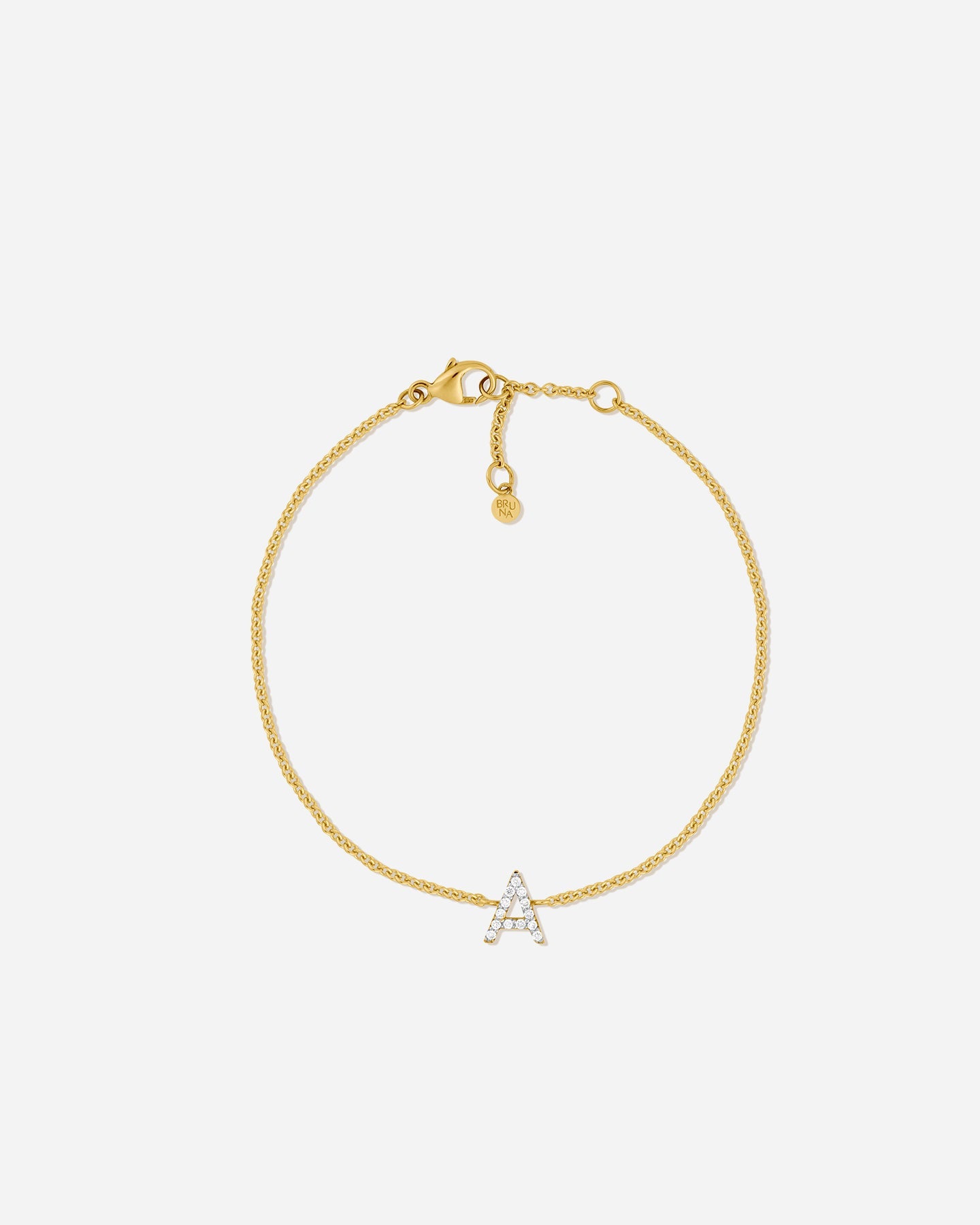 BRUNA The Label Bracelet A / 14k Massivgold / Laborgezüchtete Diamanten Lab-Grown Diamond Letter Bracelet