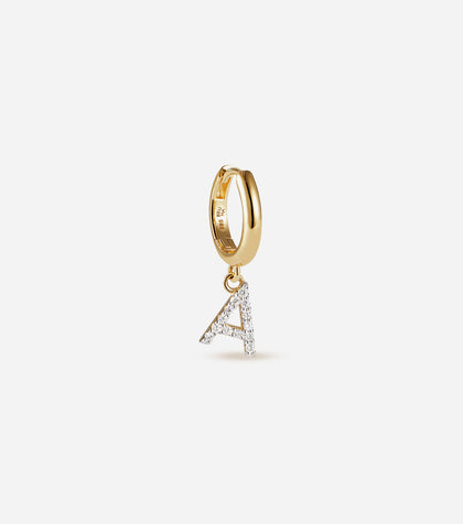 BRUNA The Label Earrings A / 14k Massivgold / Laborgezüchtete Diamanten Lab-Grown Diamond Letter Hoop