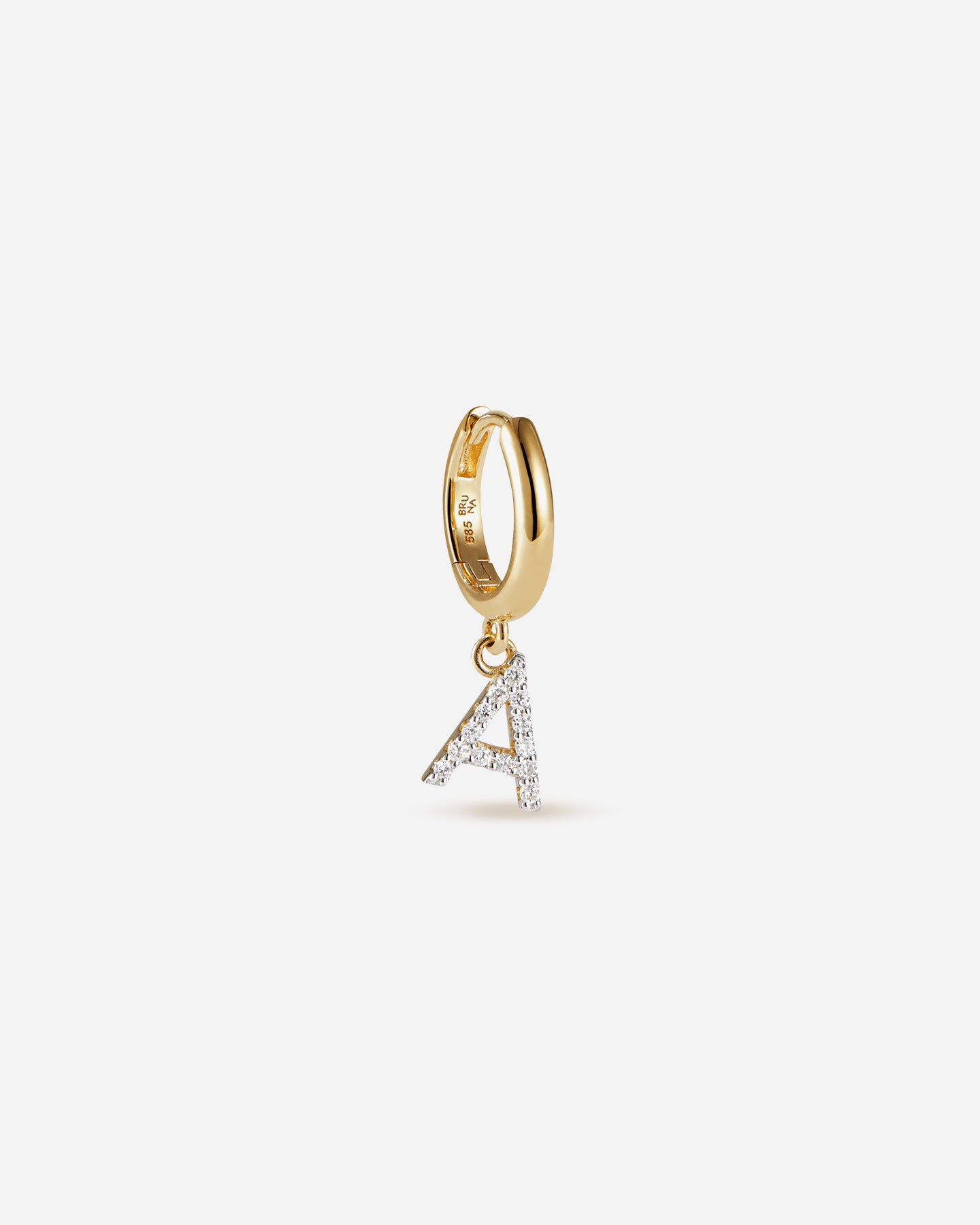 BRUNA The Label Earrings A / 14k Massivgold / Laborgezüchtete Diamanten Lab-Grown Diamond Letter Hoop