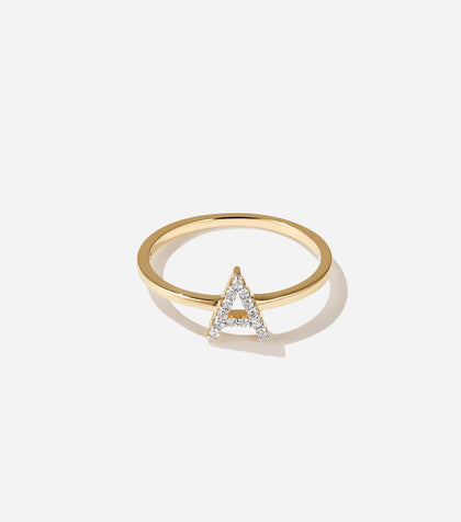 BRUNA The Label Ring A / 14k Gelbgold / 52 Lab-Grown Diamond Letter Ring