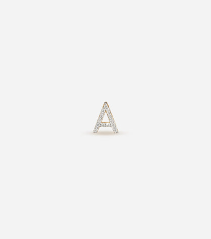 BRUNA The Label Earrings A / 14k Massivgold / Laborgezüchtete Diamanten Lab-Grown Diamond Letter Stud