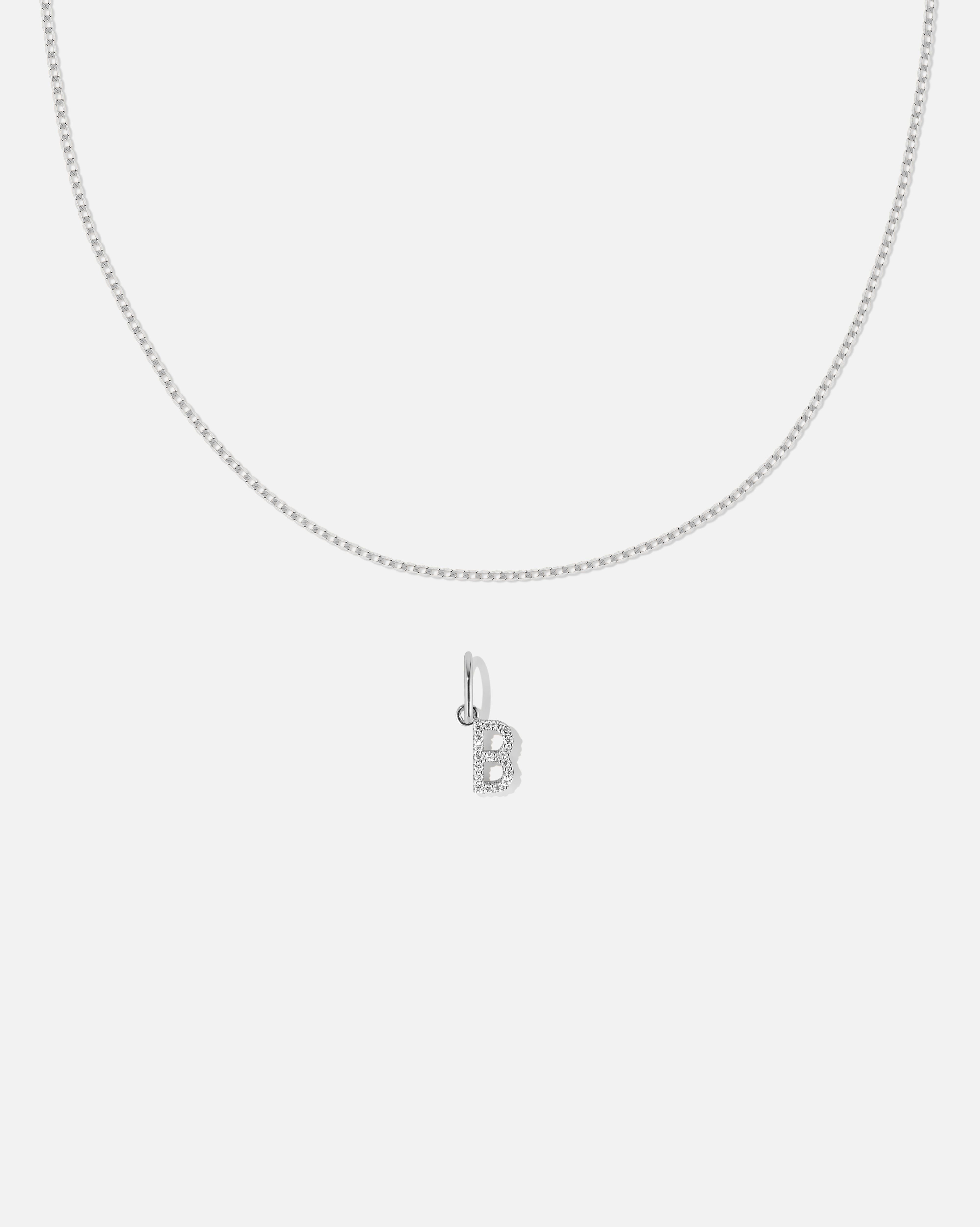 BRUNA The Label Sets B / 14k Weißgold / Laborgezüchtete Diamanten Lab-Grown Diamond Letter and Lyon Necklace Set