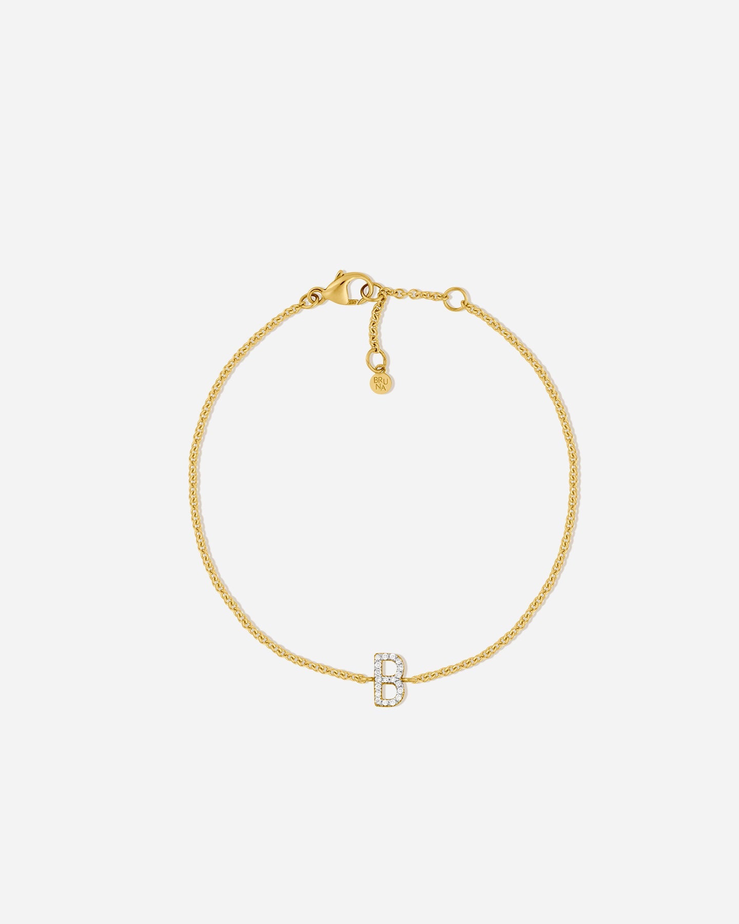 BRUNA The Label Bracelet B / 14k Massivgold / Laborgezüchtete Diamanten Lab-Grown Diamond Letter Bracelet