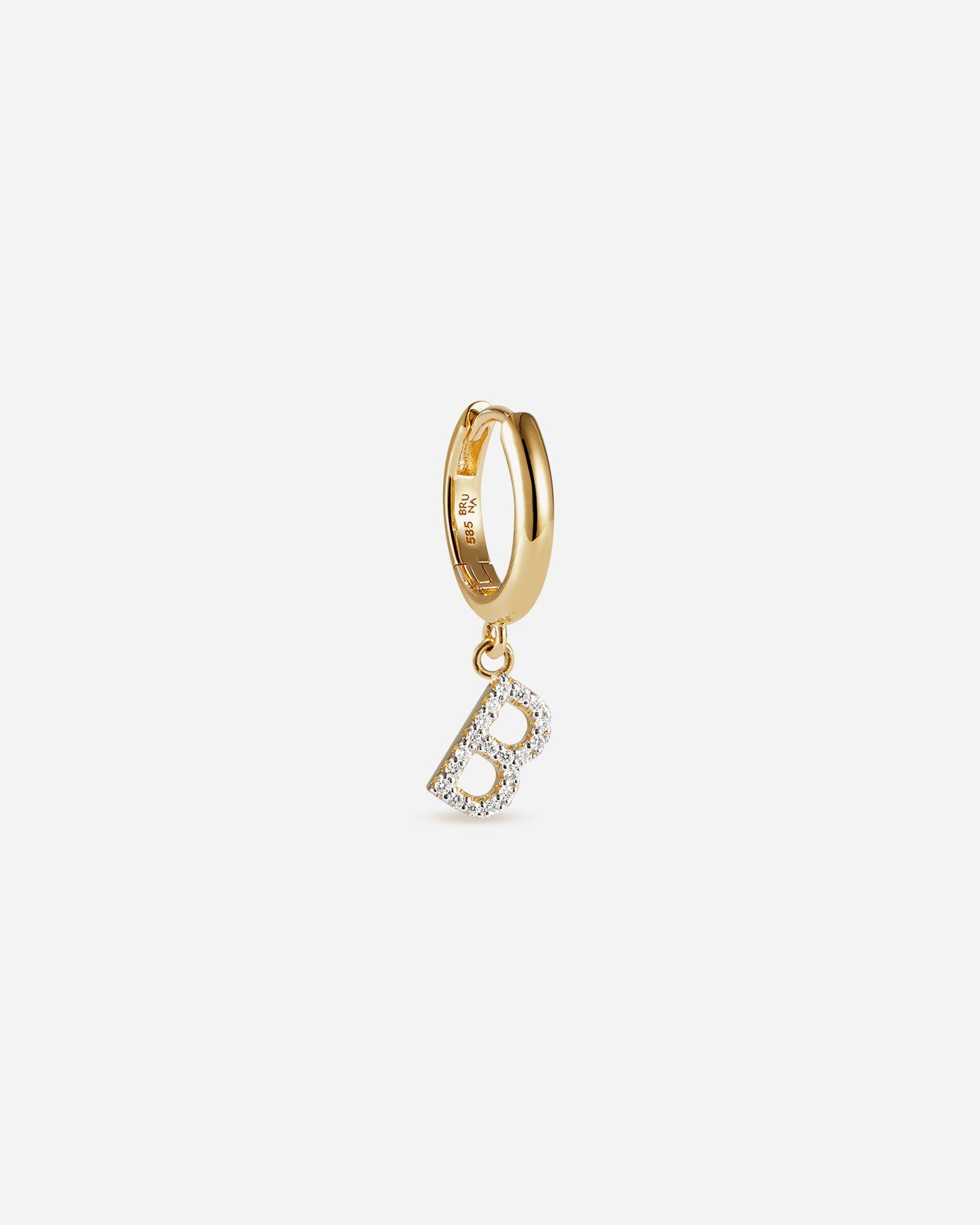 BRUNA The Label Earrings B / 14k Massivgold / Laborgezüchtete Diamanten Lab-Grown Diamond Letter Hoop