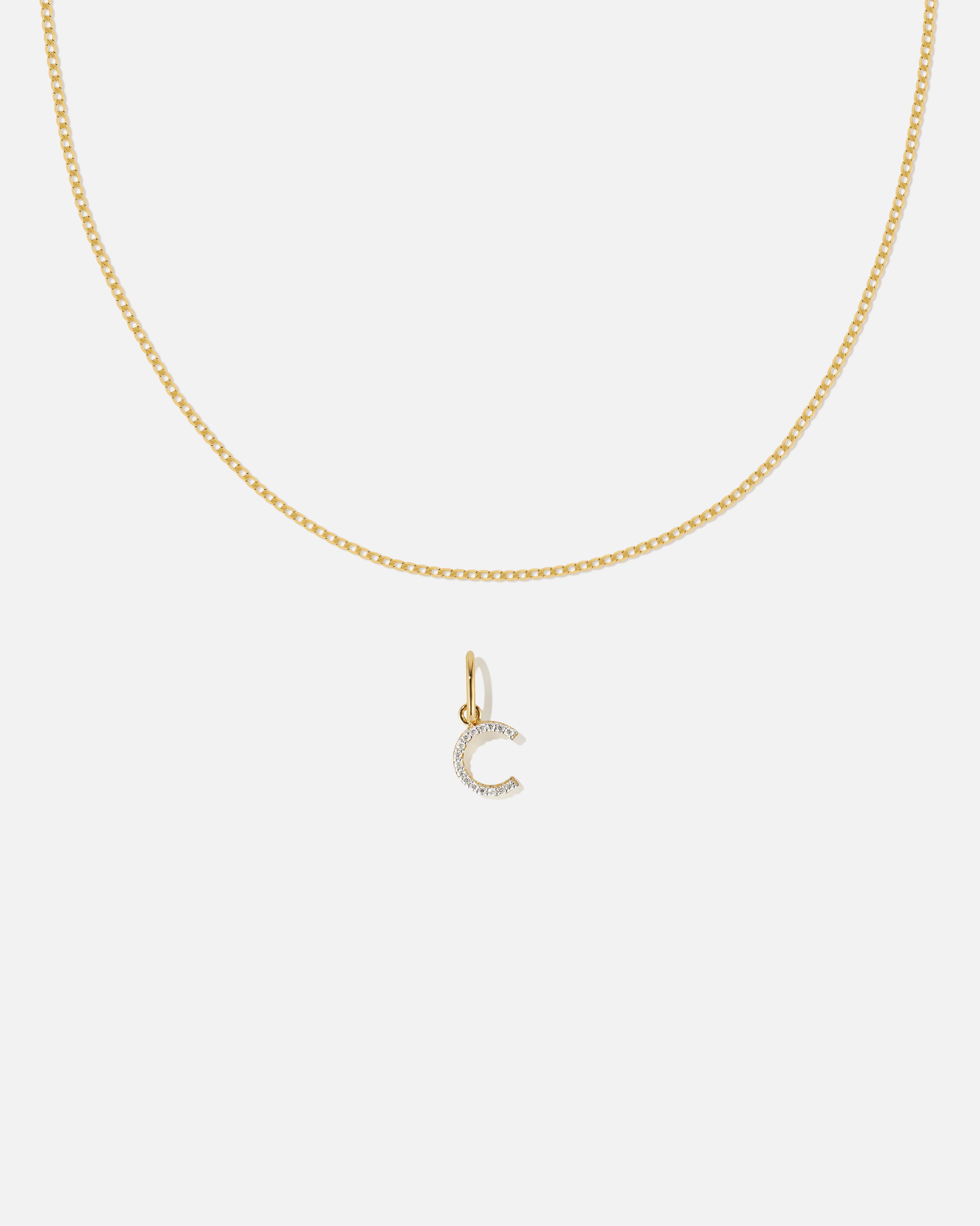 BRUNA The Label Sets C / 14k Massivgold / Laborgezüchtete Diamanten Lab-Grown Diamond Letter and Lyon Necklace Set