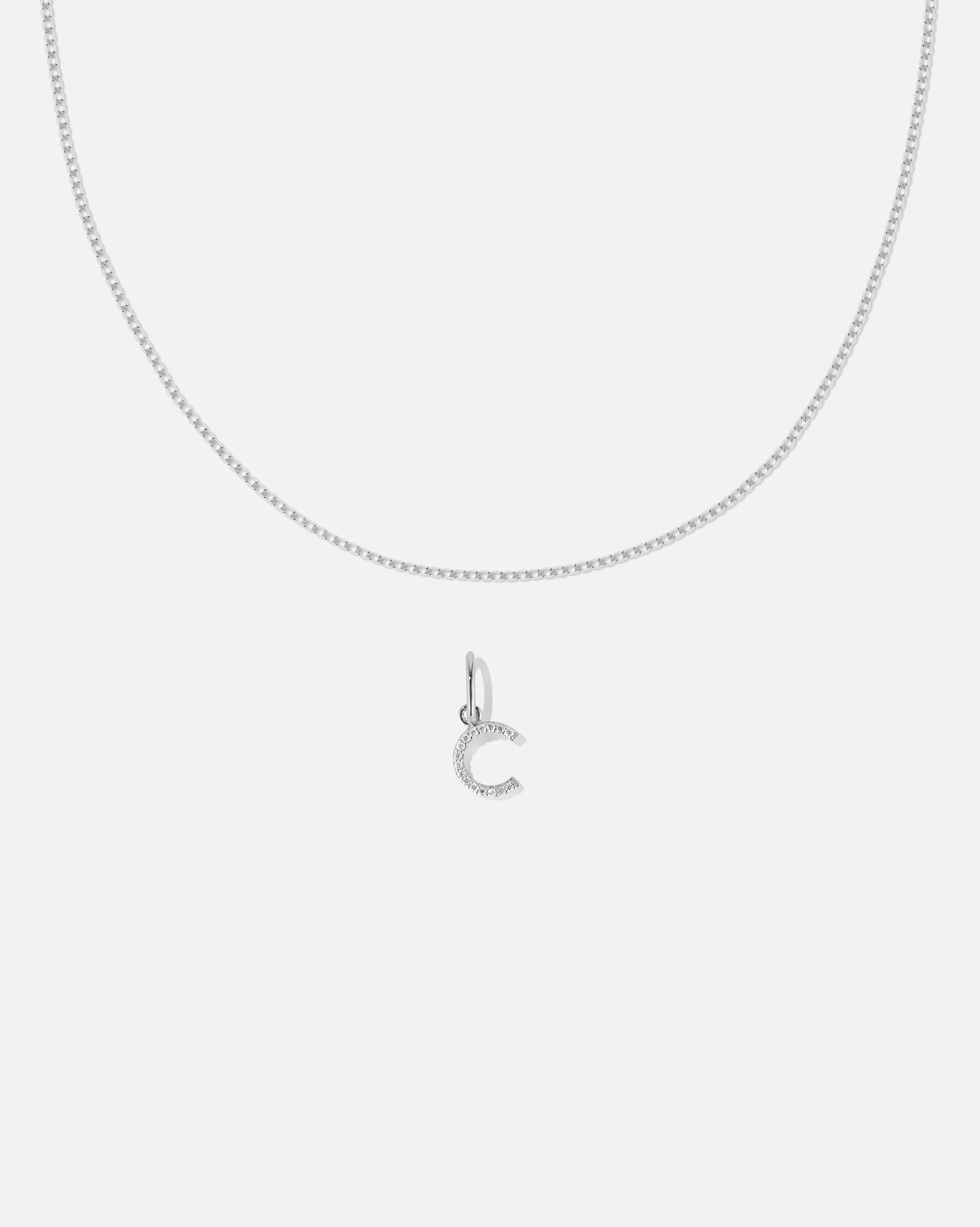 BRUNA The Label Sets C / 14k Weißgold / Laborgezüchtete Diamanten Lab-Grown Diamond Letter and Lyon Necklace Set