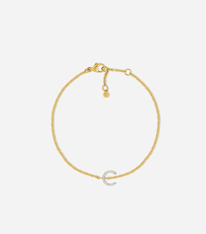 BRUNA The Label Bracelet C / 14k Massivgold / Laborgezüchtete Diamanten Lab-Grown Diamond Letter Bracelet