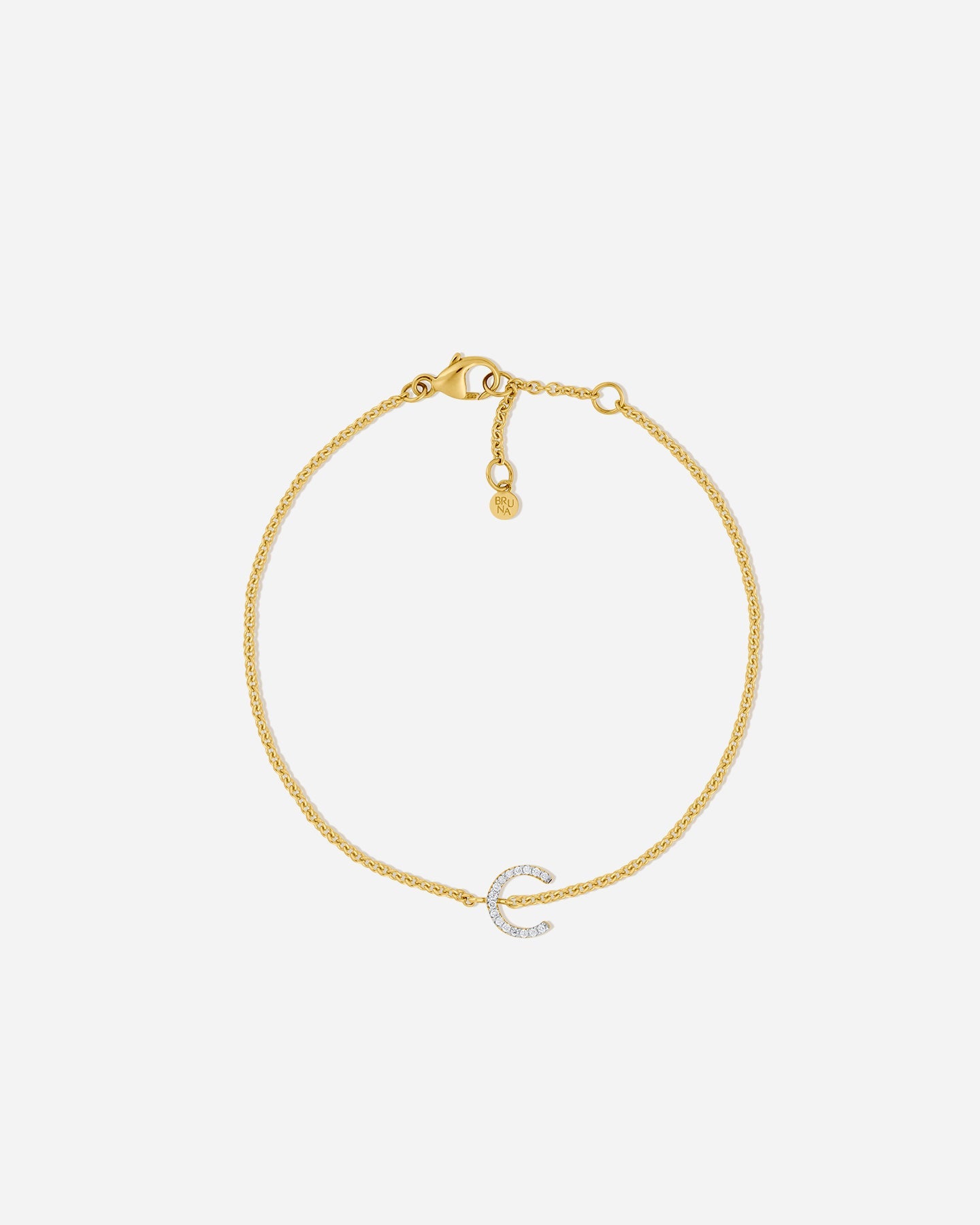 BRUNA The Label Bracelet C / 14k Massivgold / Laborgezüchtete Diamanten Lab-Grown Diamond Letter Bracelet