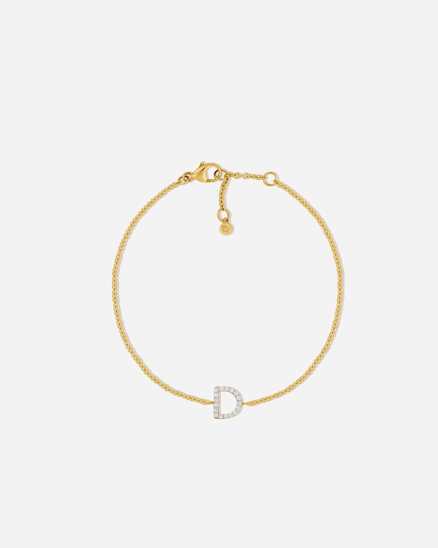 BRUNA The Label Bracelet D / 14k Massivgold / Laborgezüchtete Diamanten Lab-Grown Diamond Letter Bracelet