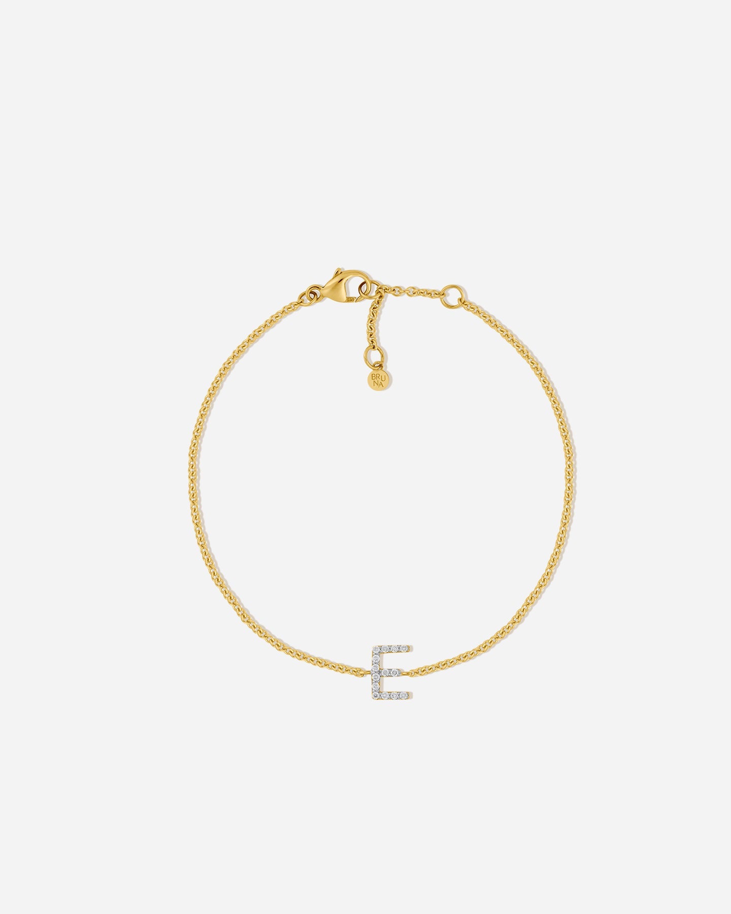 BRUNA The Label Bracelet E / 14k Massivgold / Laborgezüchtete Diamanten Lab-Grown Diamond Letter Bracelet