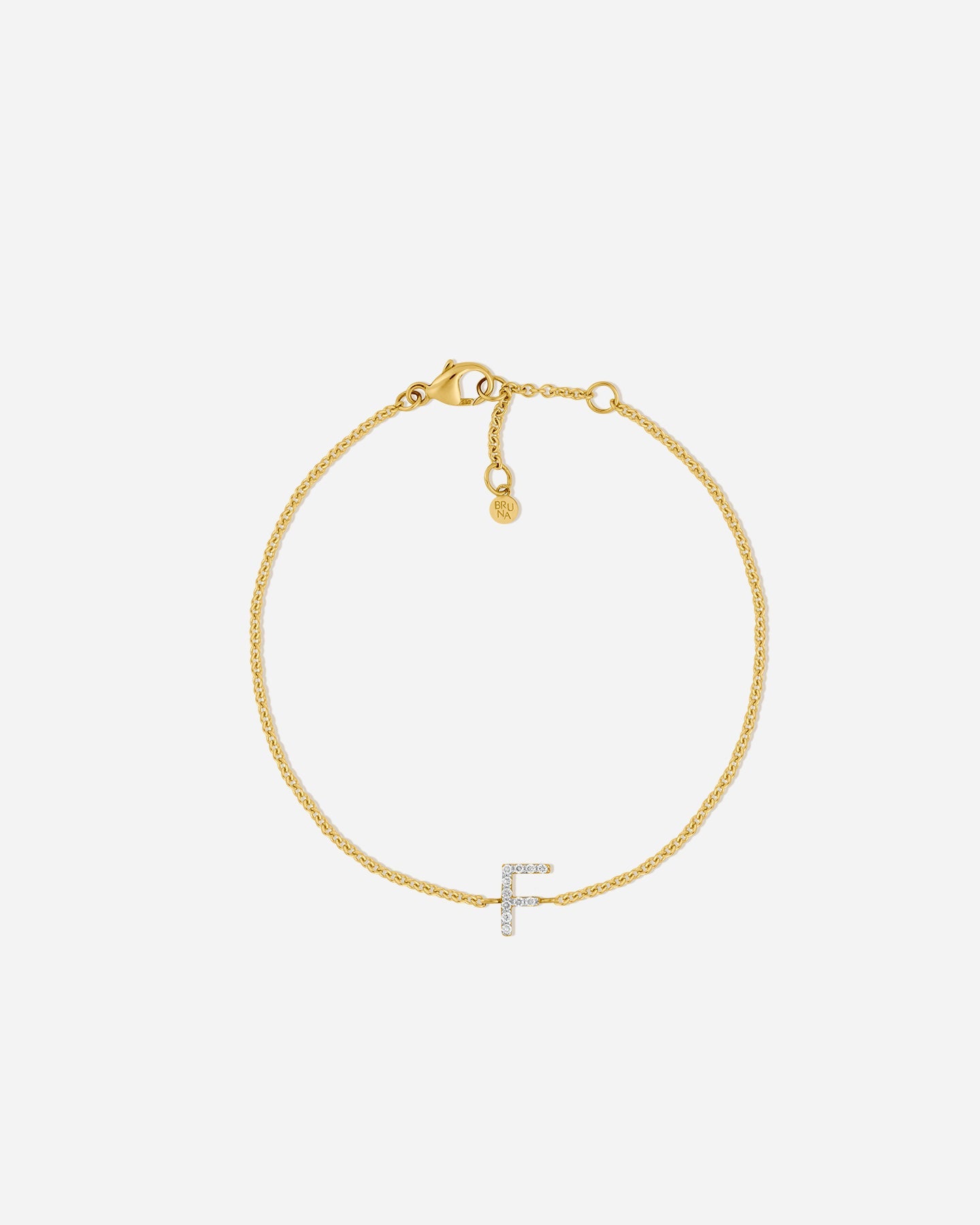 BRUNA The Label Bracelet F / 14k Massivgold / Laborgezüchtete Diamanten Lab-Grown Diamond Letter Bracelet