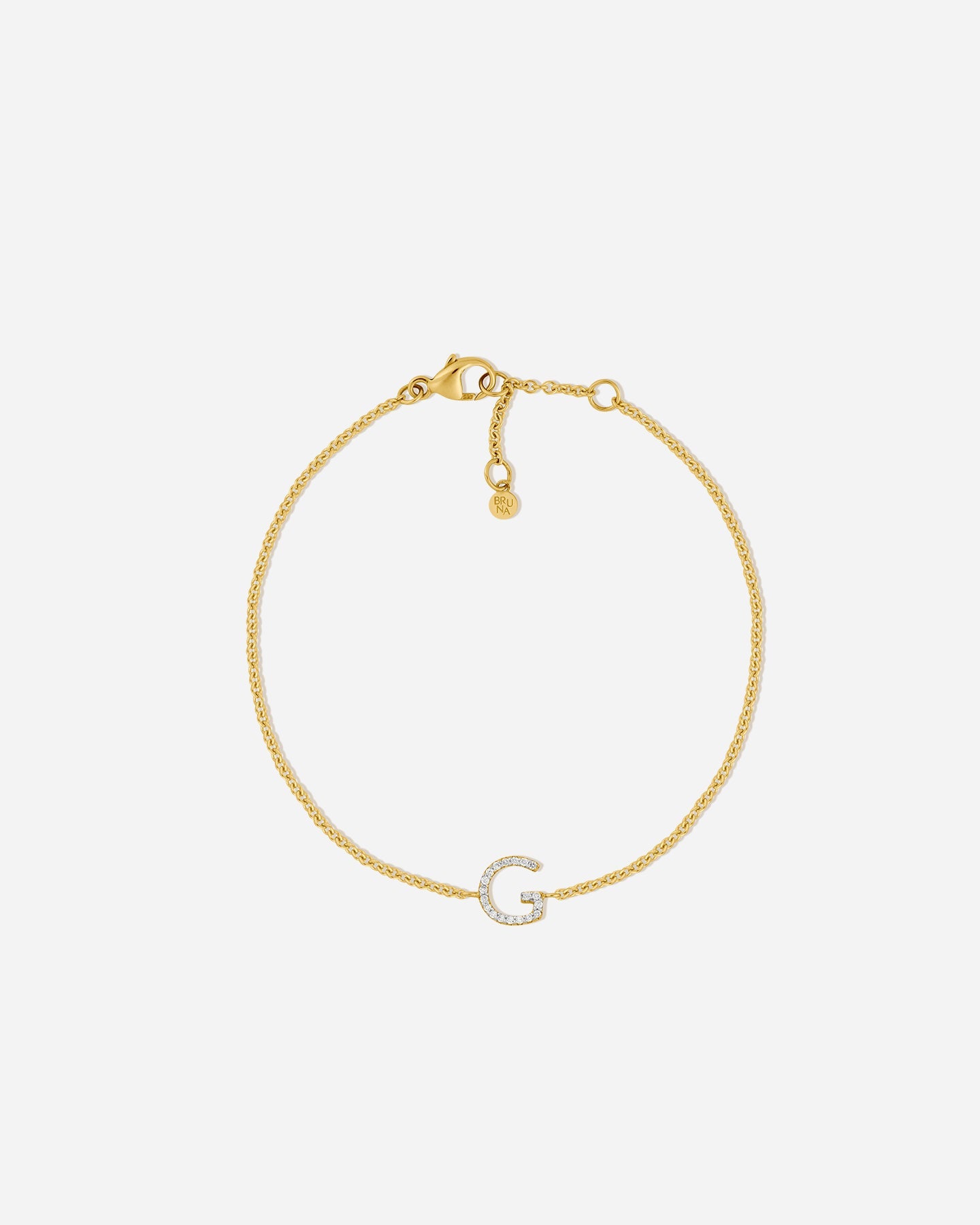 BRUNA The Label Bracelet G / 14k Massivgold / Laborgezüchtete Diamanten Lab-Grown Diamond Letter Bracelet