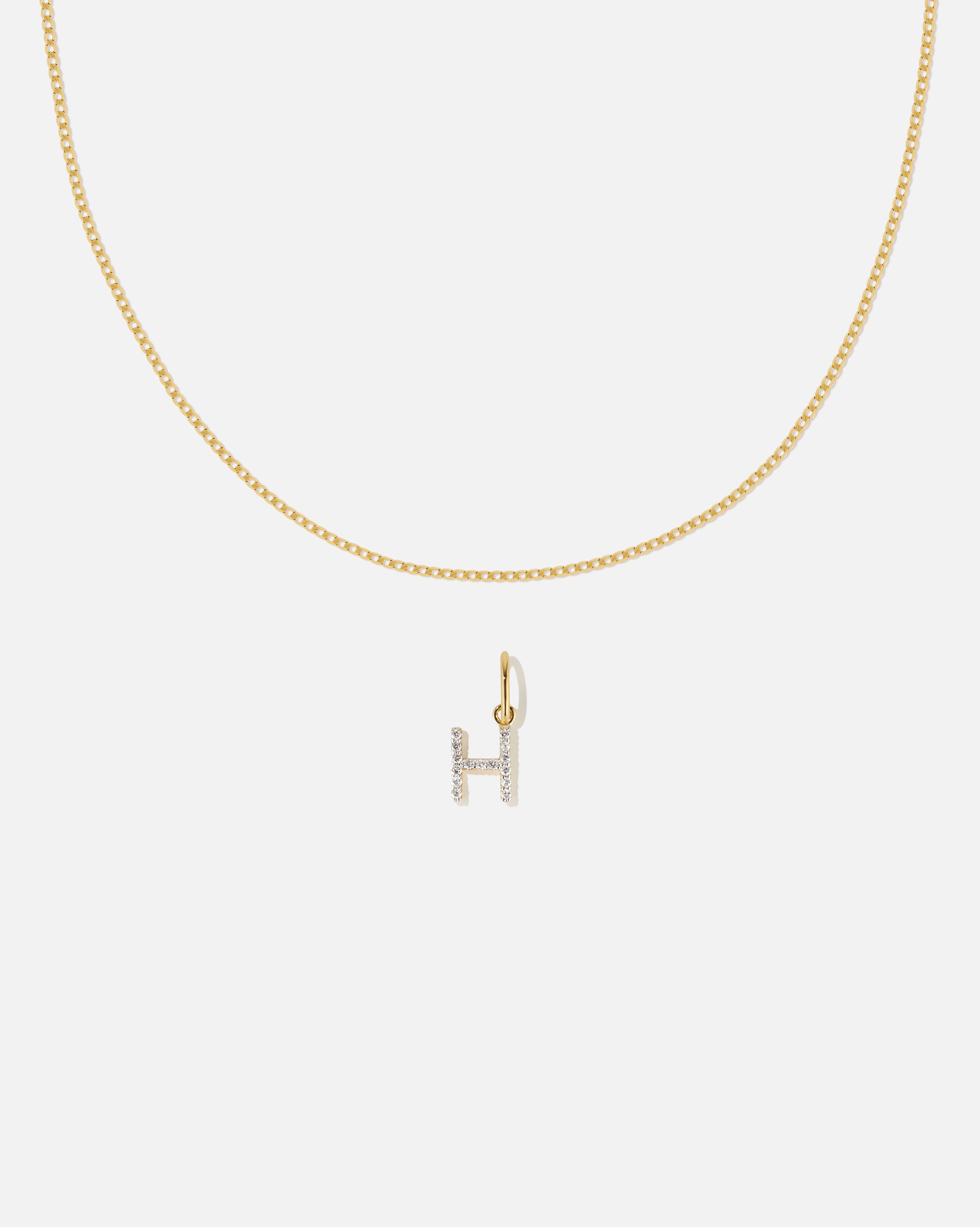 BRUNA The Label Sets H / 14k Massivgold / Laborgezüchtete Diamanten Lab-Grown Diamond Letter and Lyon Necklace Set