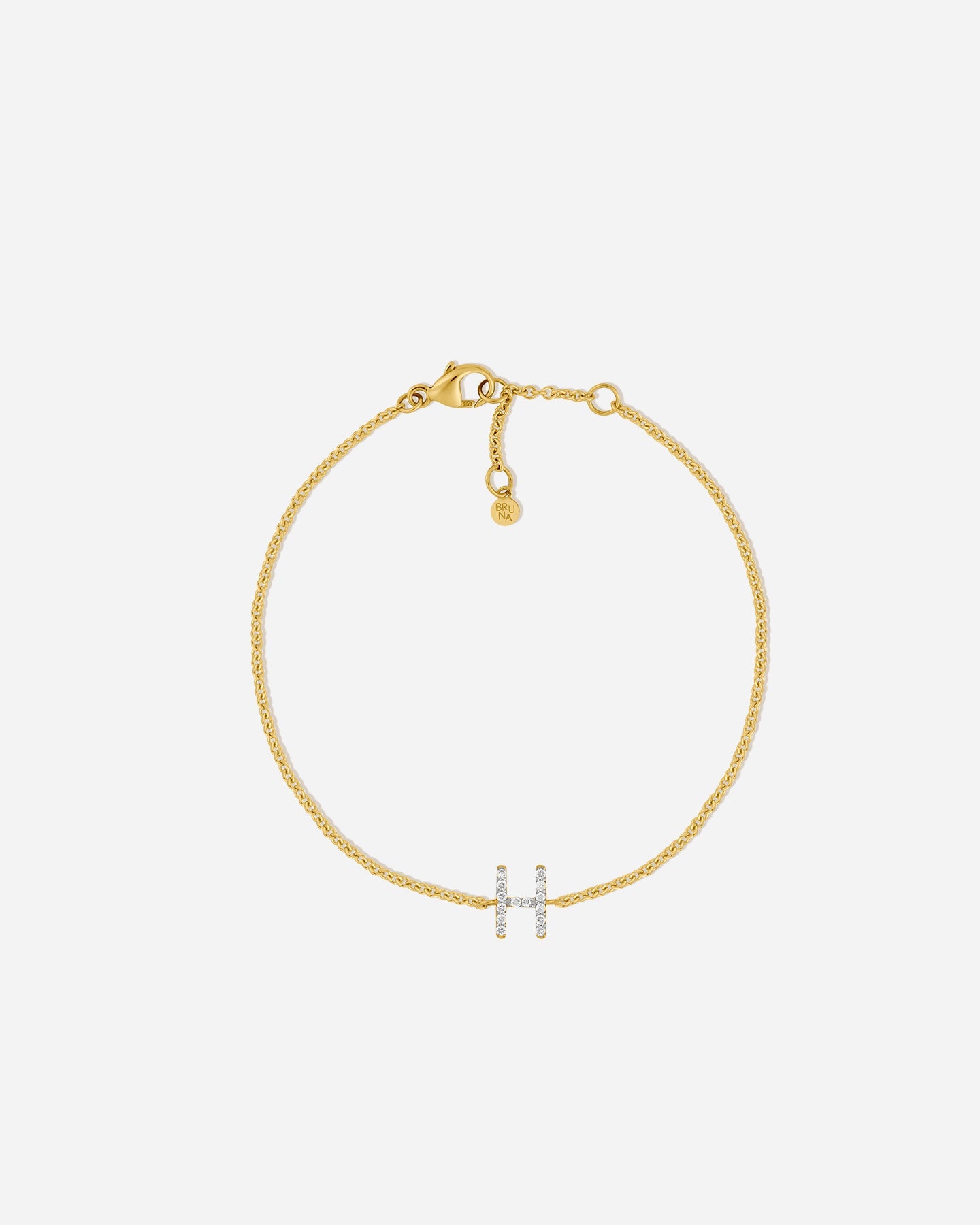 BRUNA The Label Bracelet H / 14k Massivgold / Laborgezüchtete Diamanten Lab-Grown Diamond Letter Bracelet