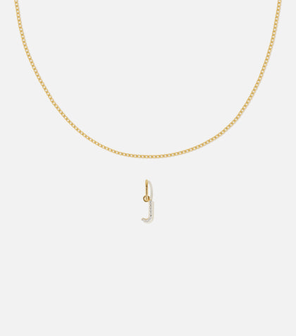 BRUNA The Label Sets J / 14k Massivgold / Laborgezüchtete Diamanten Lab-Grown Diamond Letter and Lyon Necklace Set